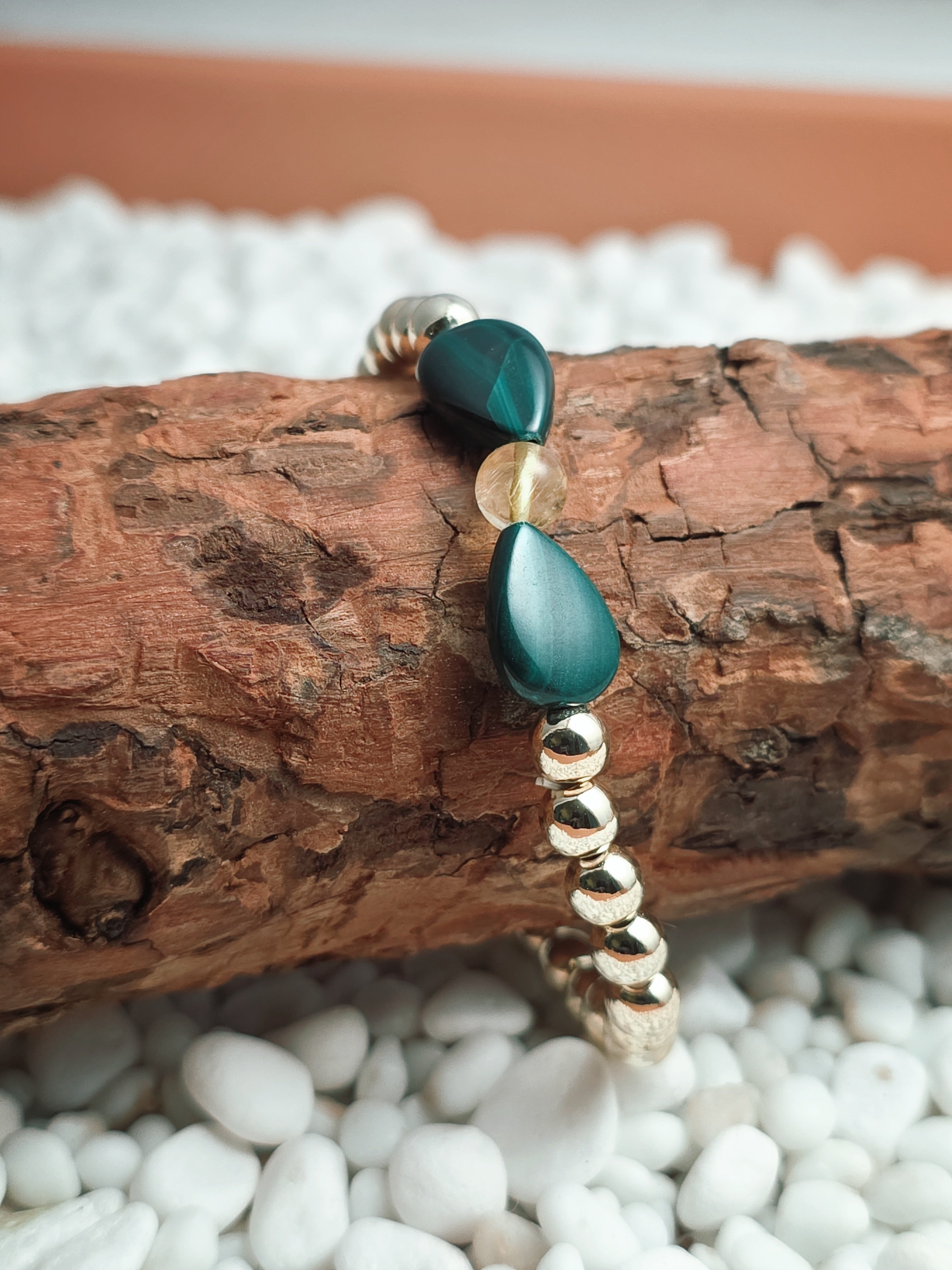 Gold Filled Malachite & Citrine Bracelet