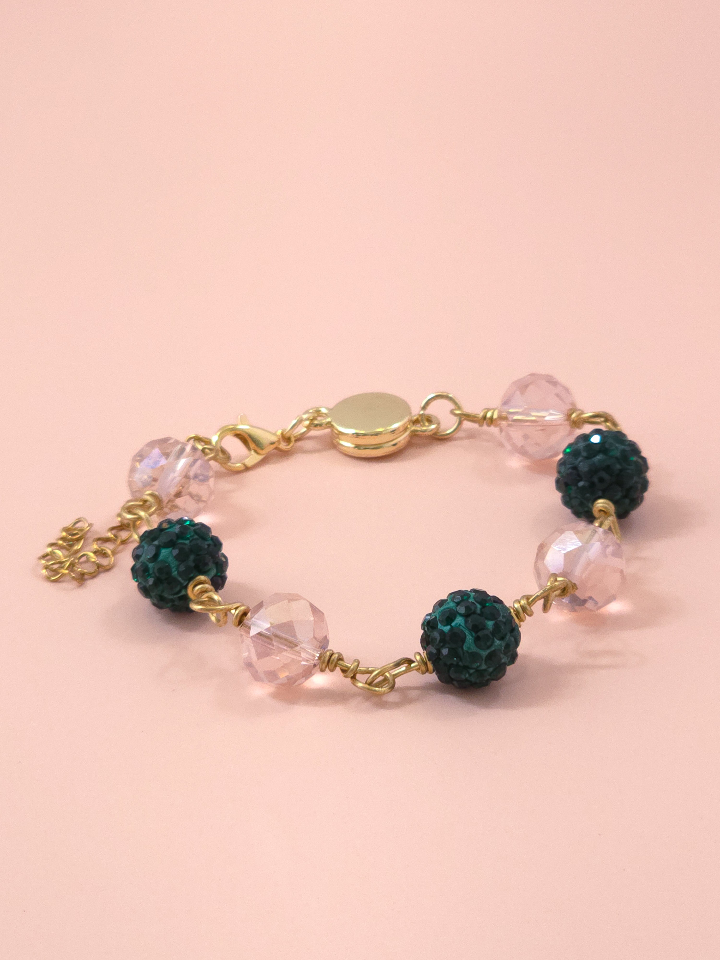 Green and Pink Crystal Bracelet