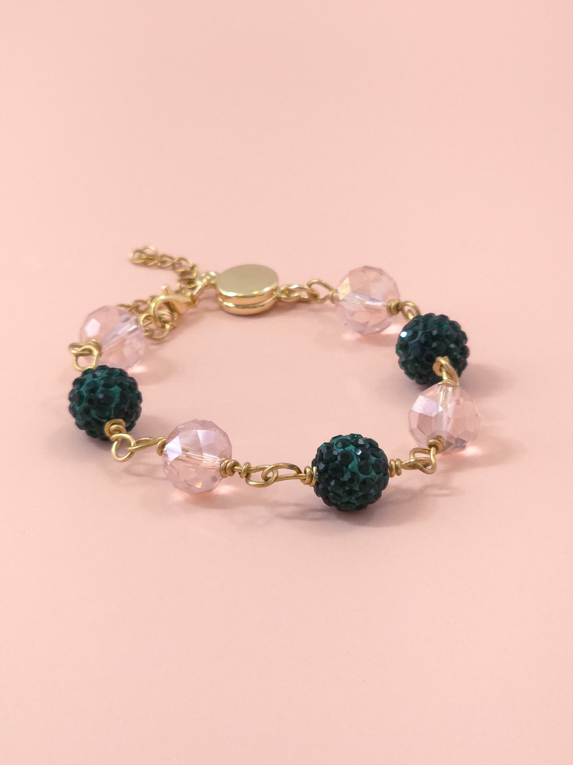 Green and Pink Crystal Bracelet