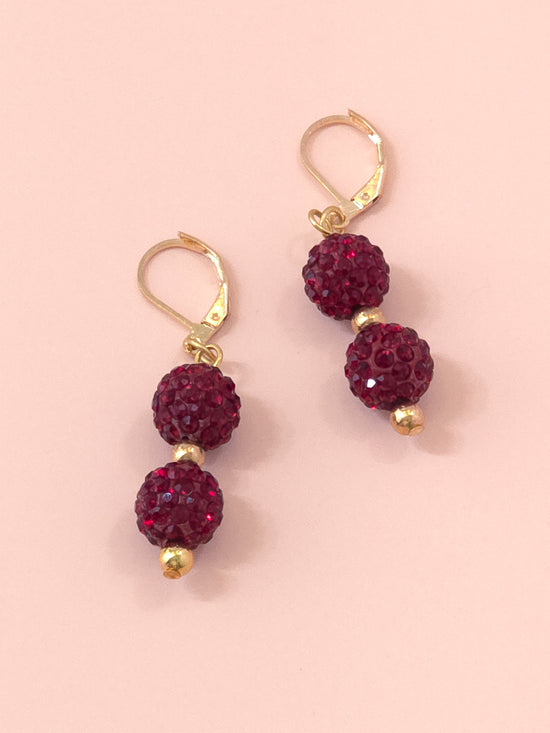 Scarlet Red Pave Crystal Drop Earrings