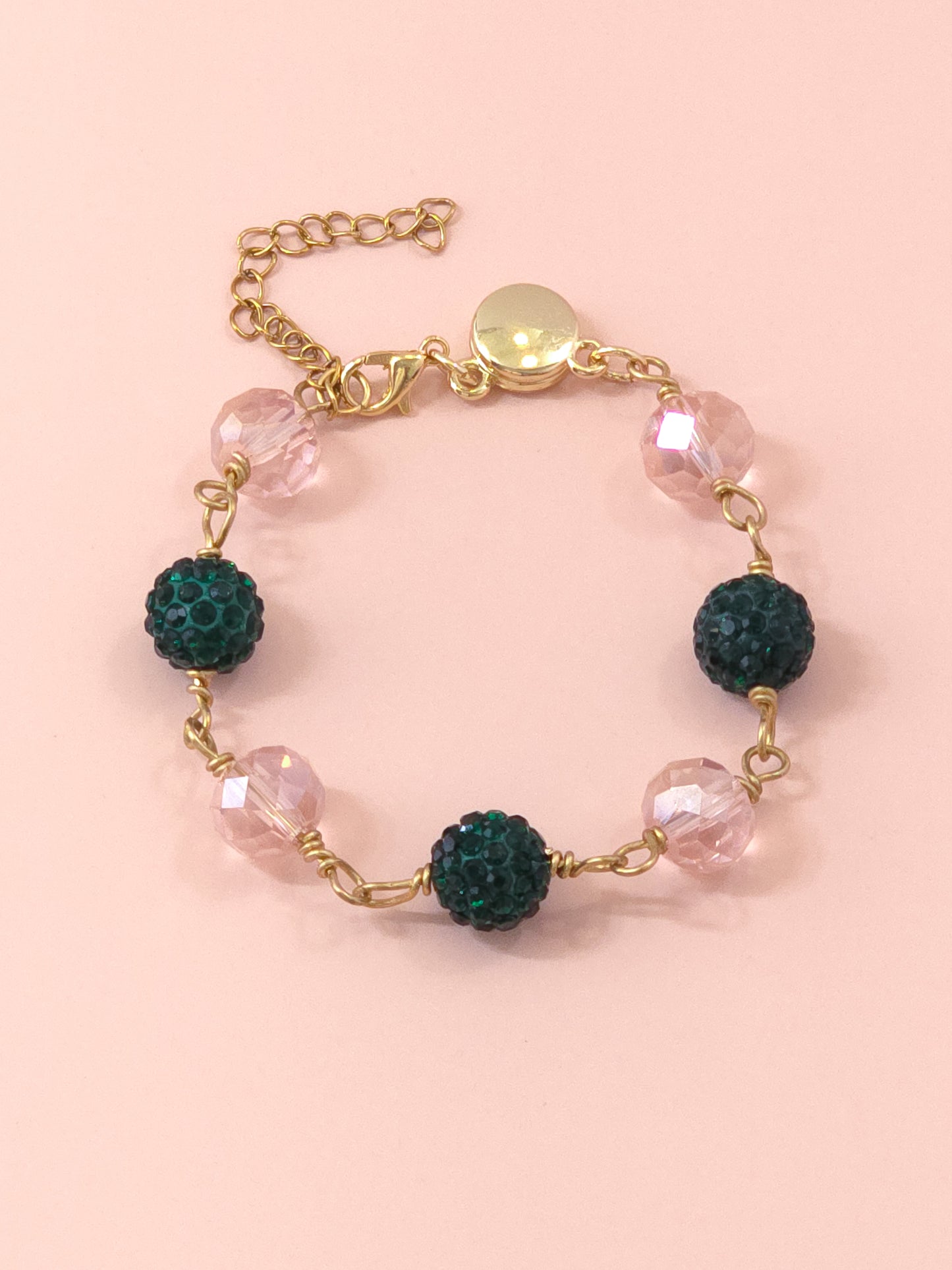 Green and Pink Crystal Bracelet