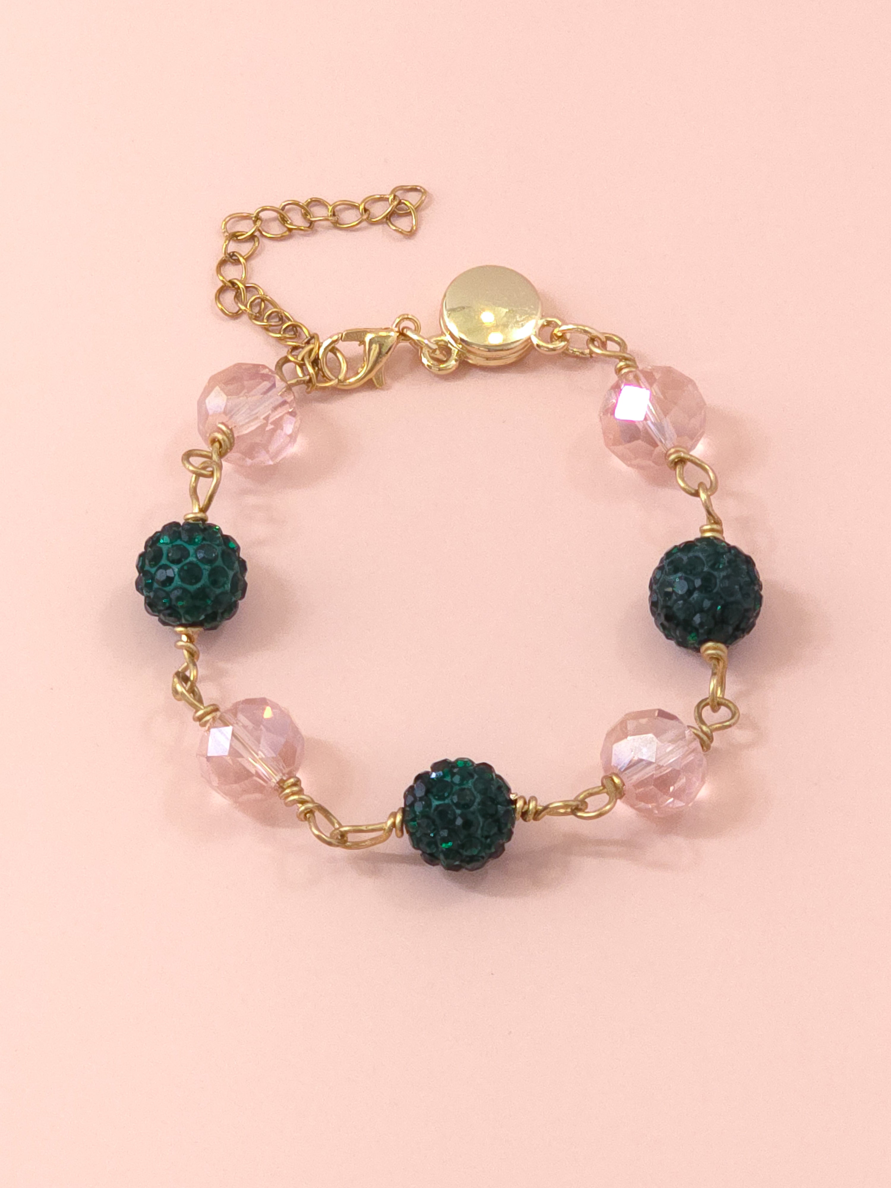 Green and Pink Crystal Bracelet