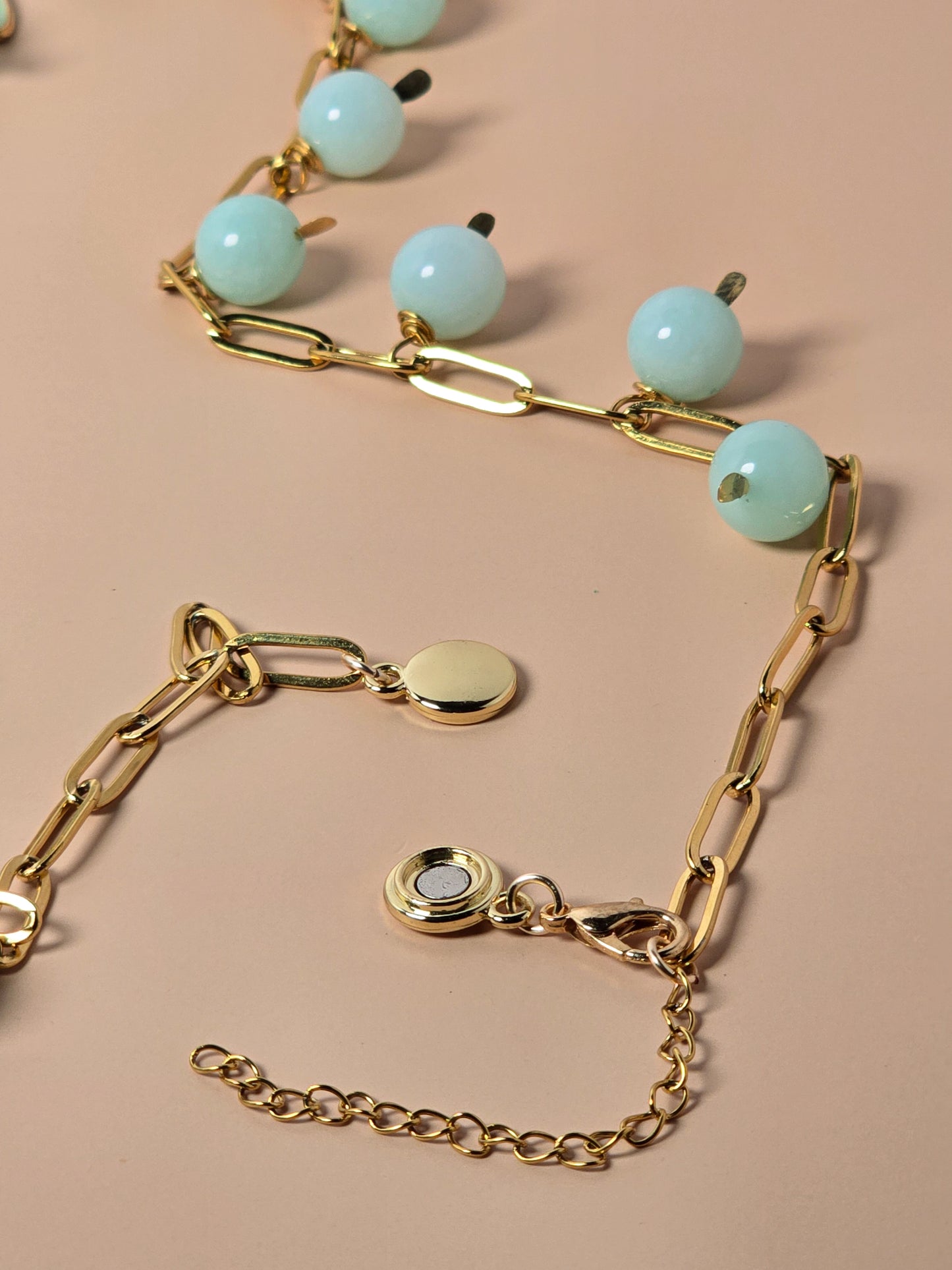 Blue Amazonite and Moth Charm Necklace