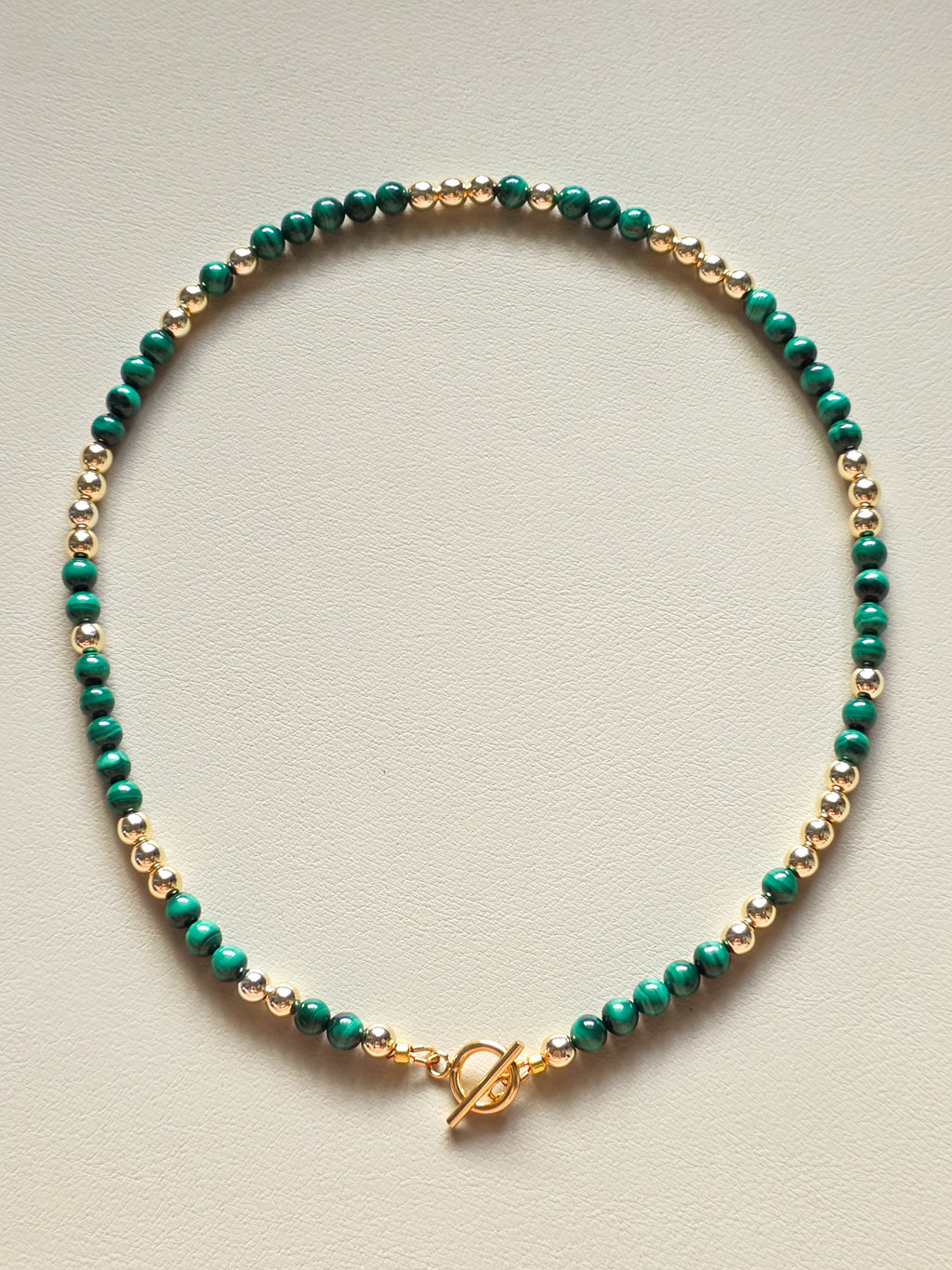 Malachite Stone and Gold Toggle Necklace