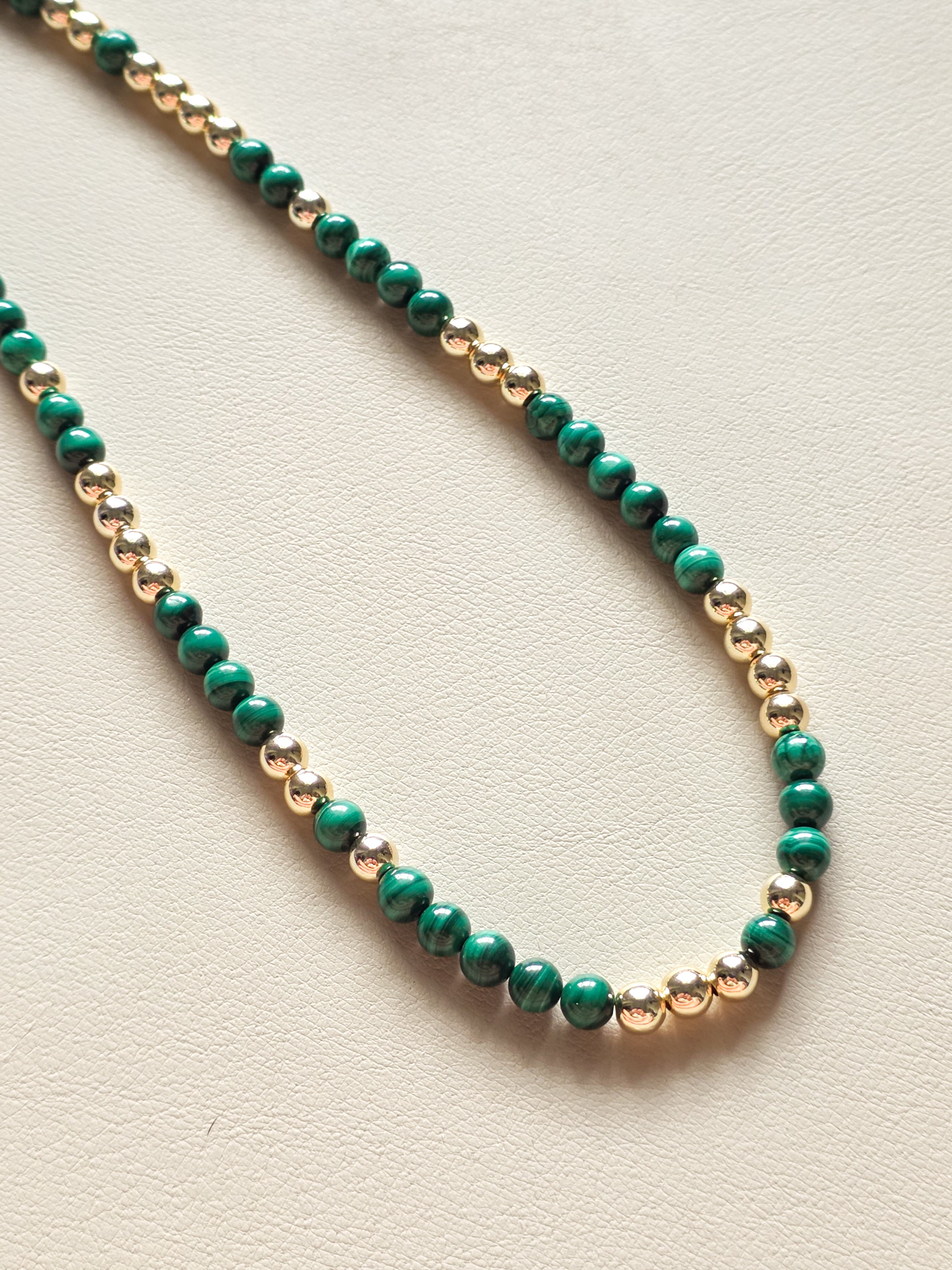 Malachite Stone and Gold Toggle Necklace
