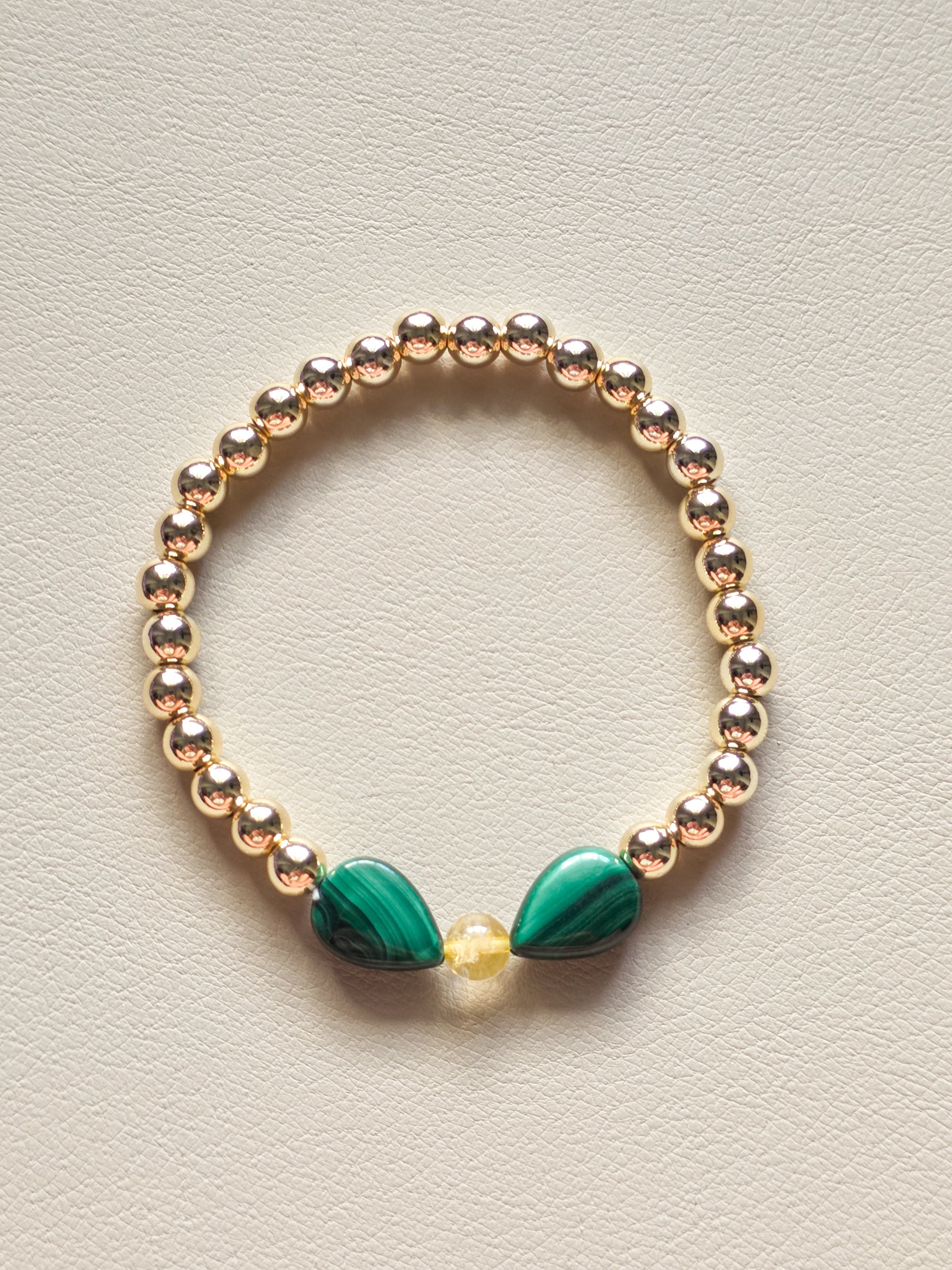 Gold Filled Malachite & Citrine Bracelet