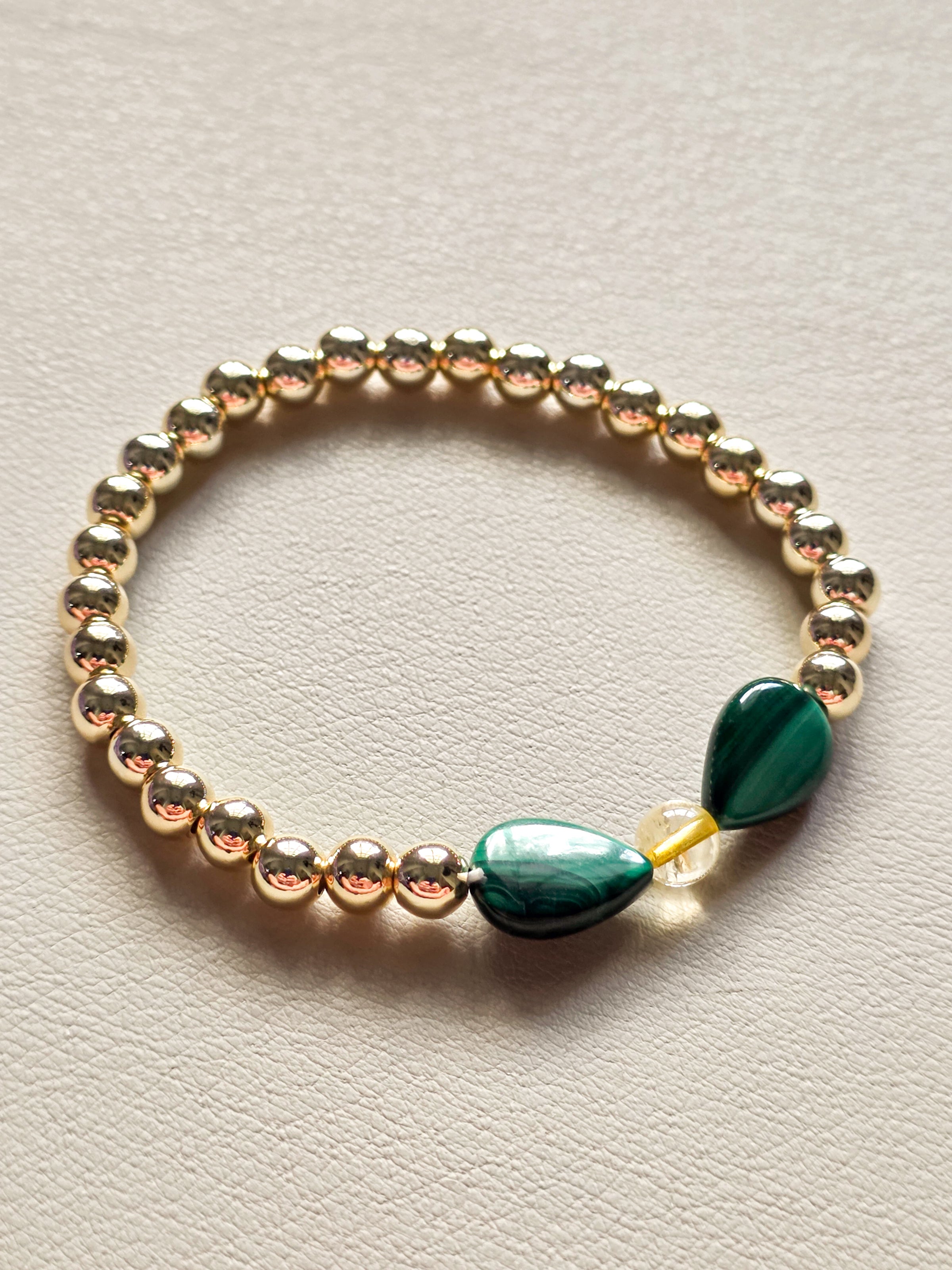 Gold Filled Malachite & Citrine Bracelet