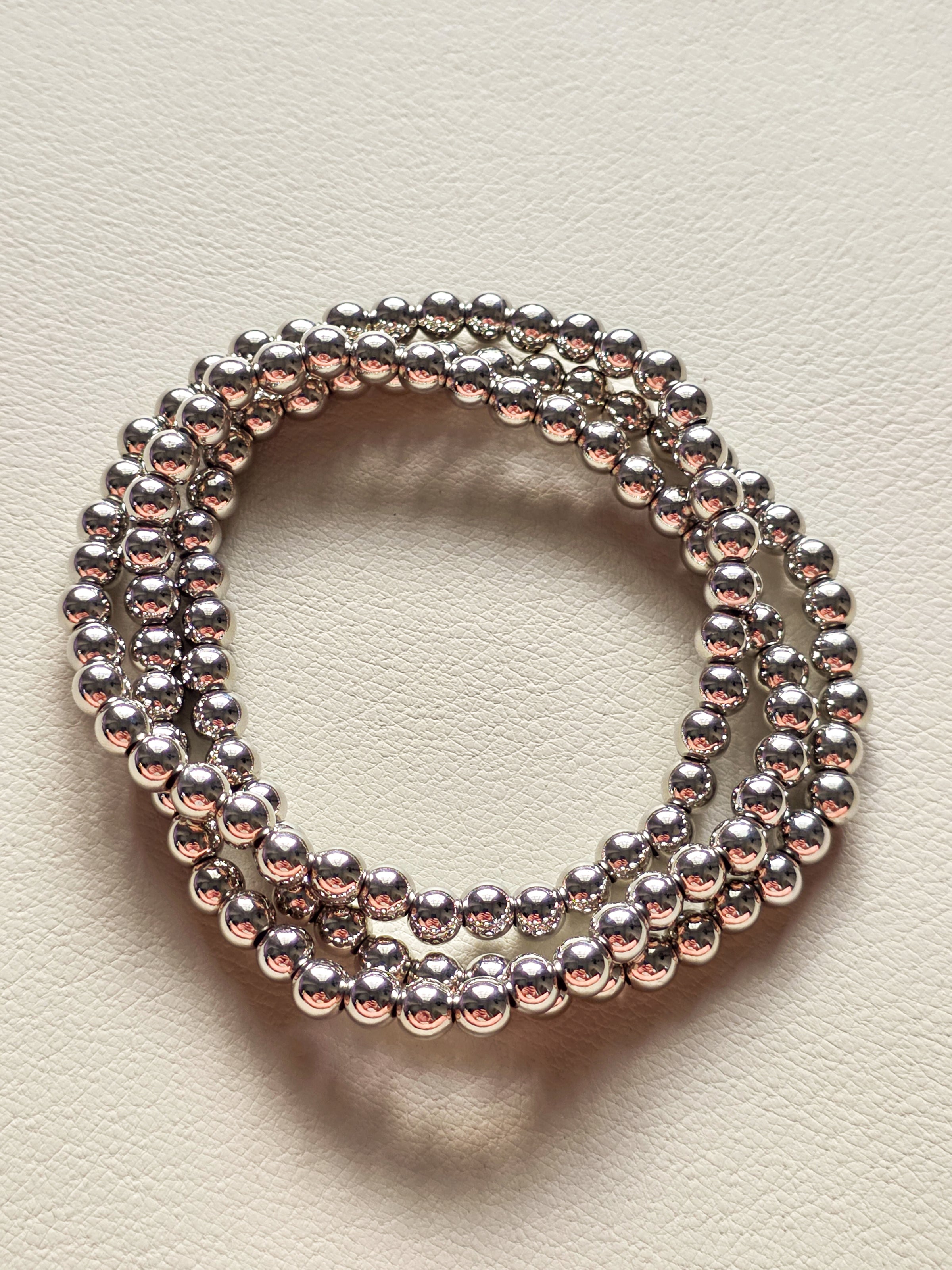 Silver Filled Beaded Stretch Bracelet (6mm)