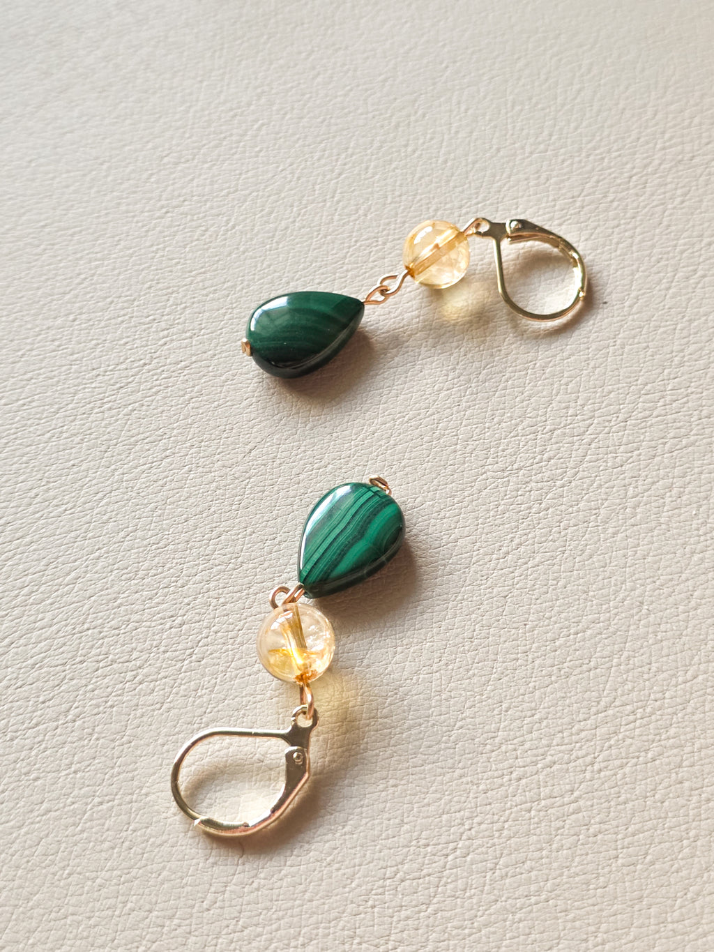Citrine Malachite Tiered Earrings