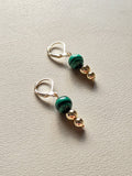 Malachite & Gold Bead Drop Earrings