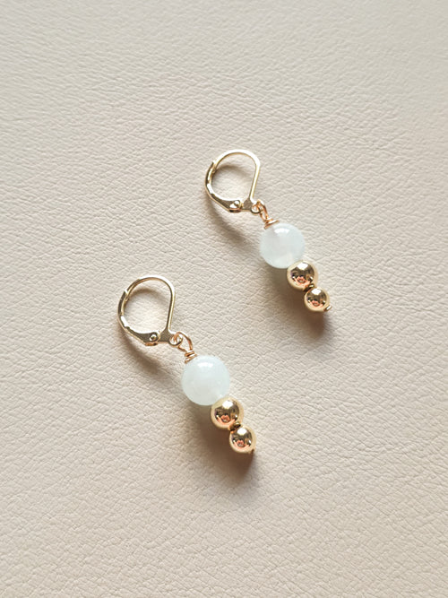 Gold Filled Aquamarine Tiered Earrings