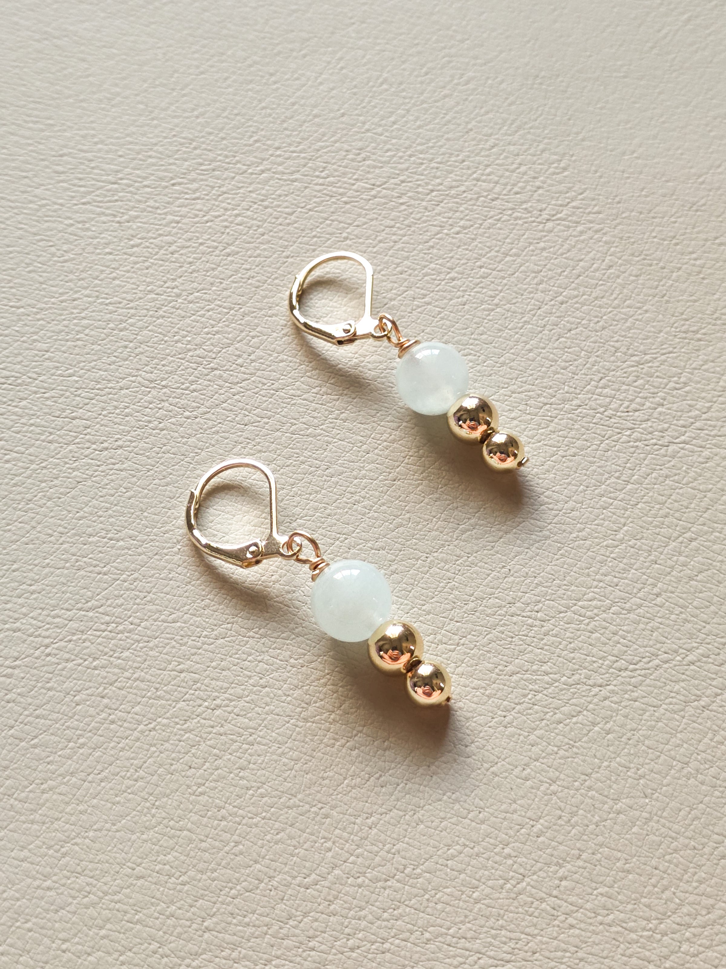 Gold Filled Aquamarine Tiered Earrings