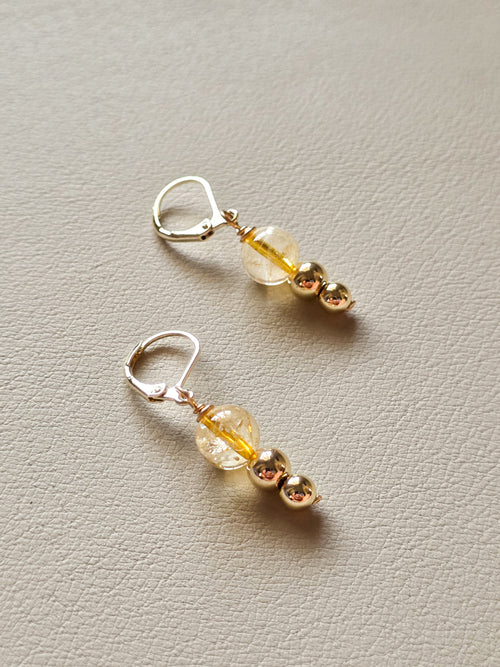 Gold Filled Citrine Tiered Earrings