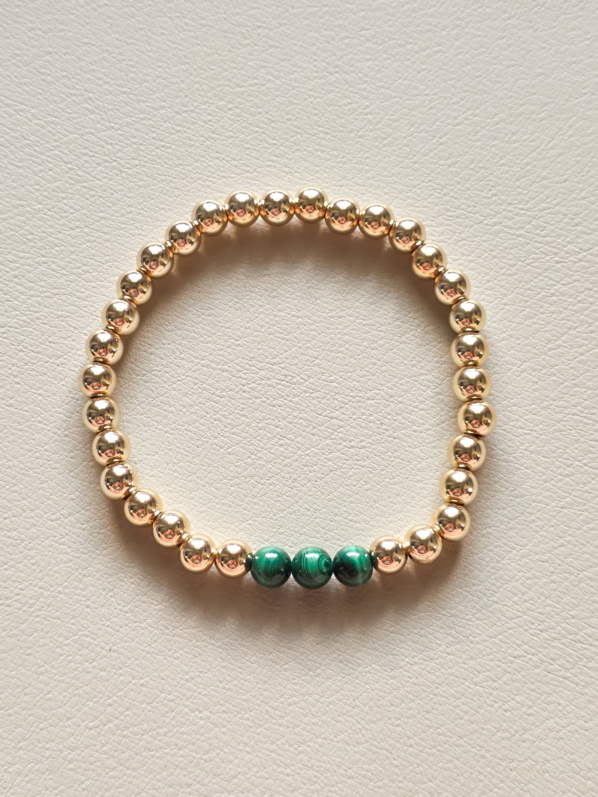 Gold Filled Malachite Beaded Bracelet