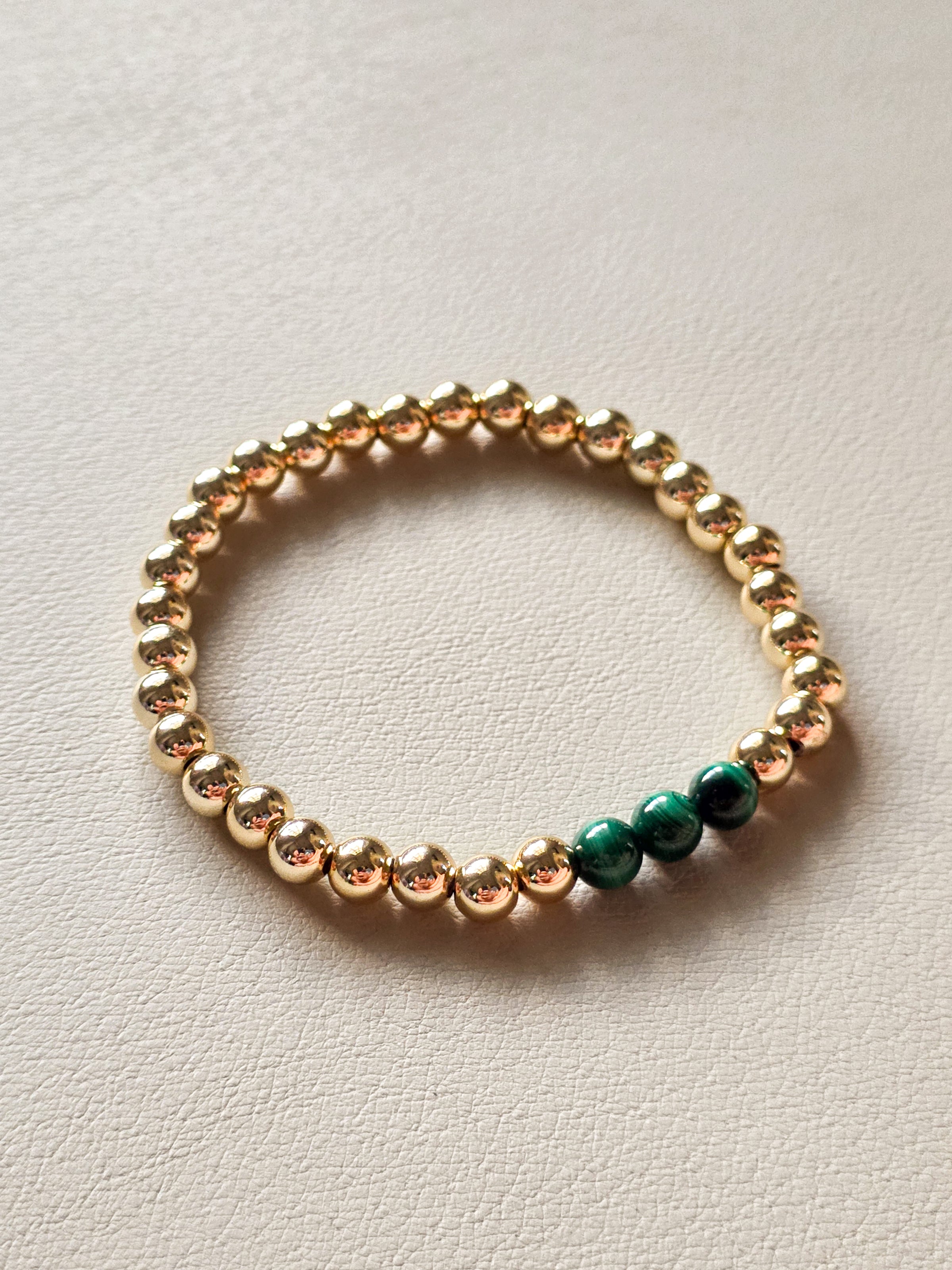 Gold Filled Malachite Beaded Bracelet