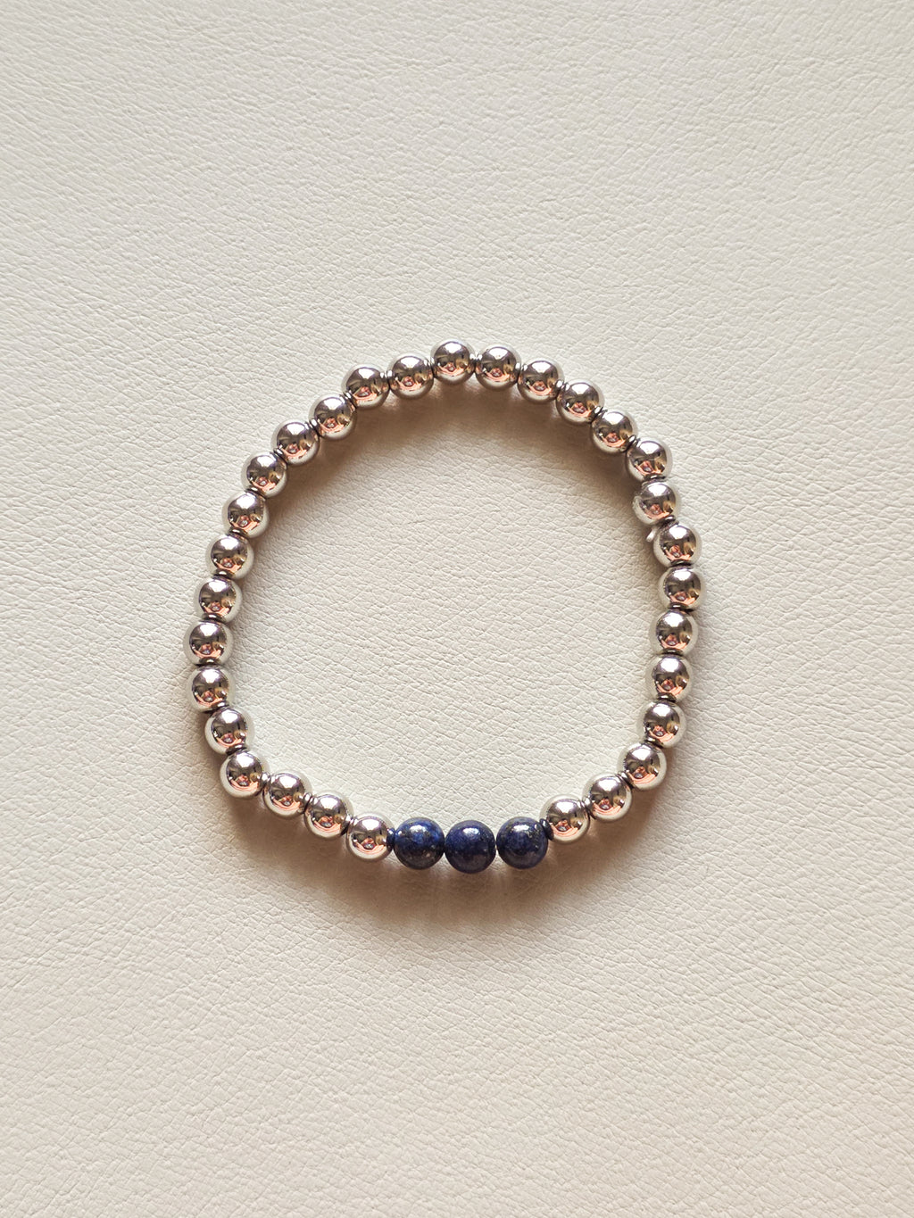 Silver Filled Lapis Lazuli Beaded Bracelet