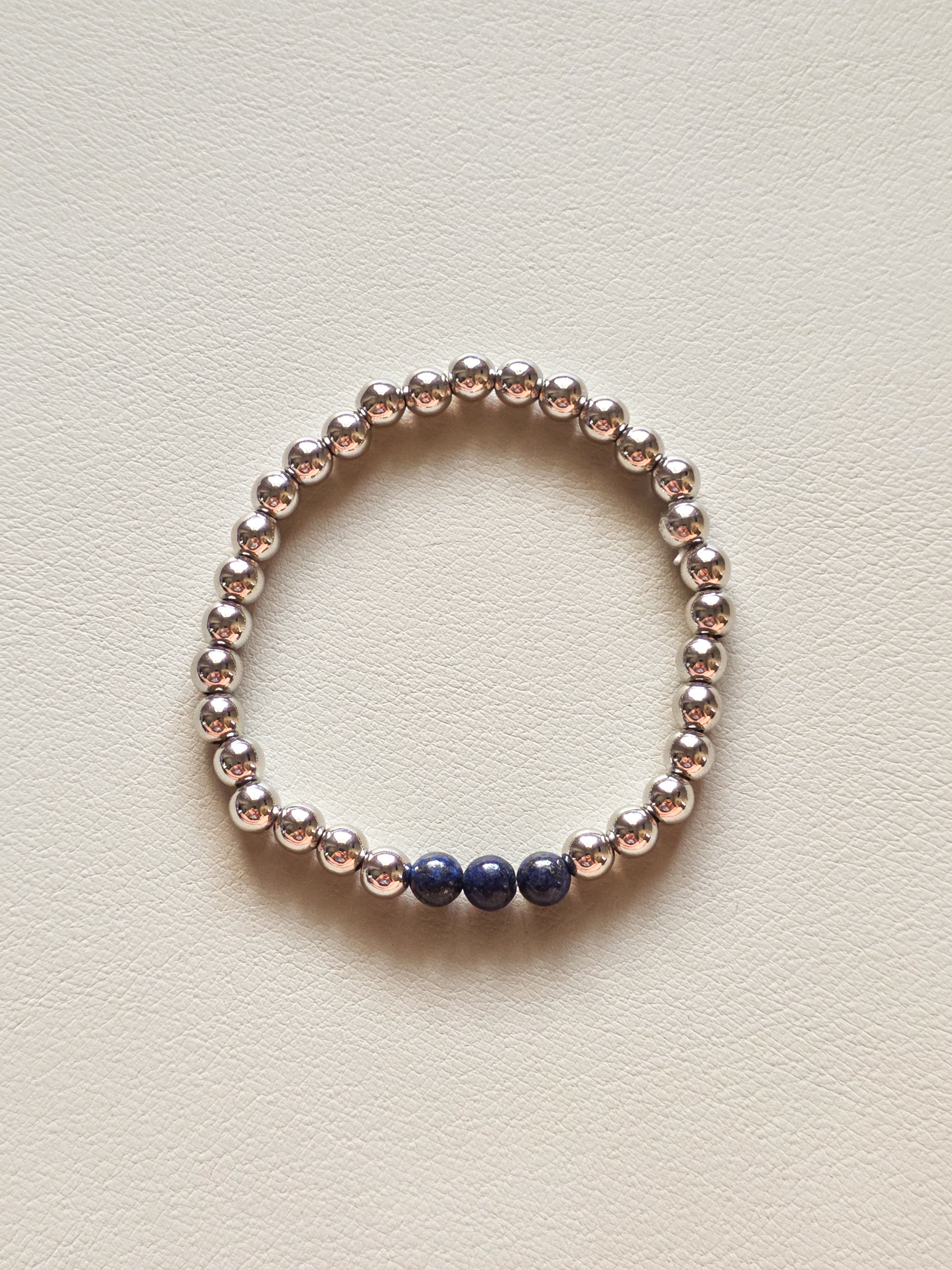 Silver Filled Lapis Lazuli Beaded Bracelet