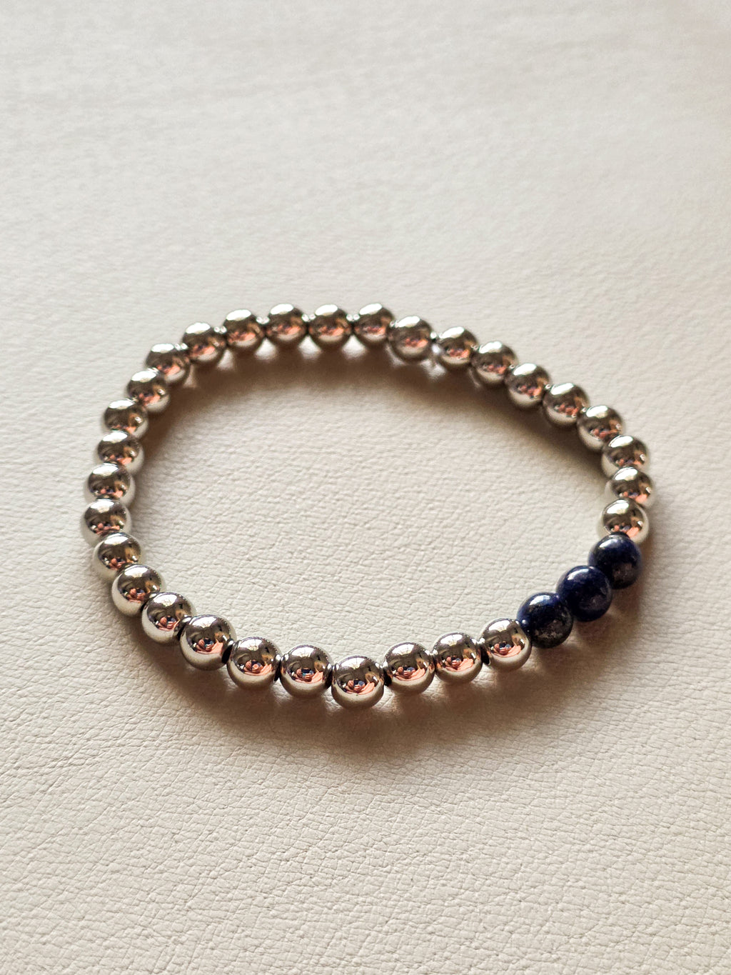 Silver Filled Lapis Lazuli Beaded Bracelet