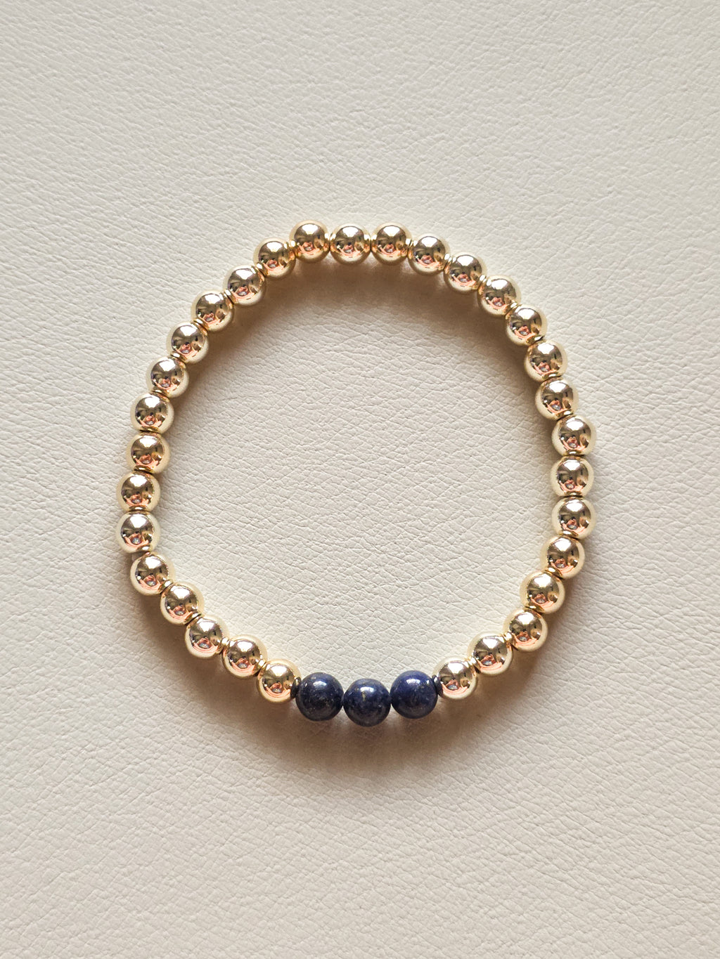 Gold Filled Lapis Lazuli Beaded Bracelet