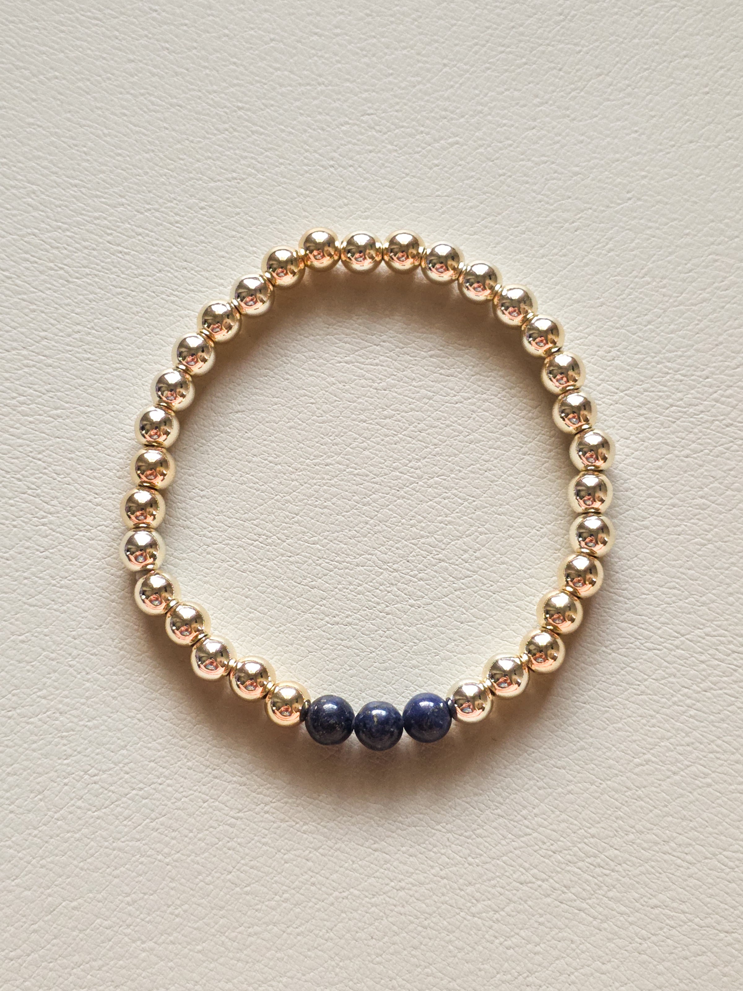 Gold Filled Lapis Lazuli Beaded Bracelet