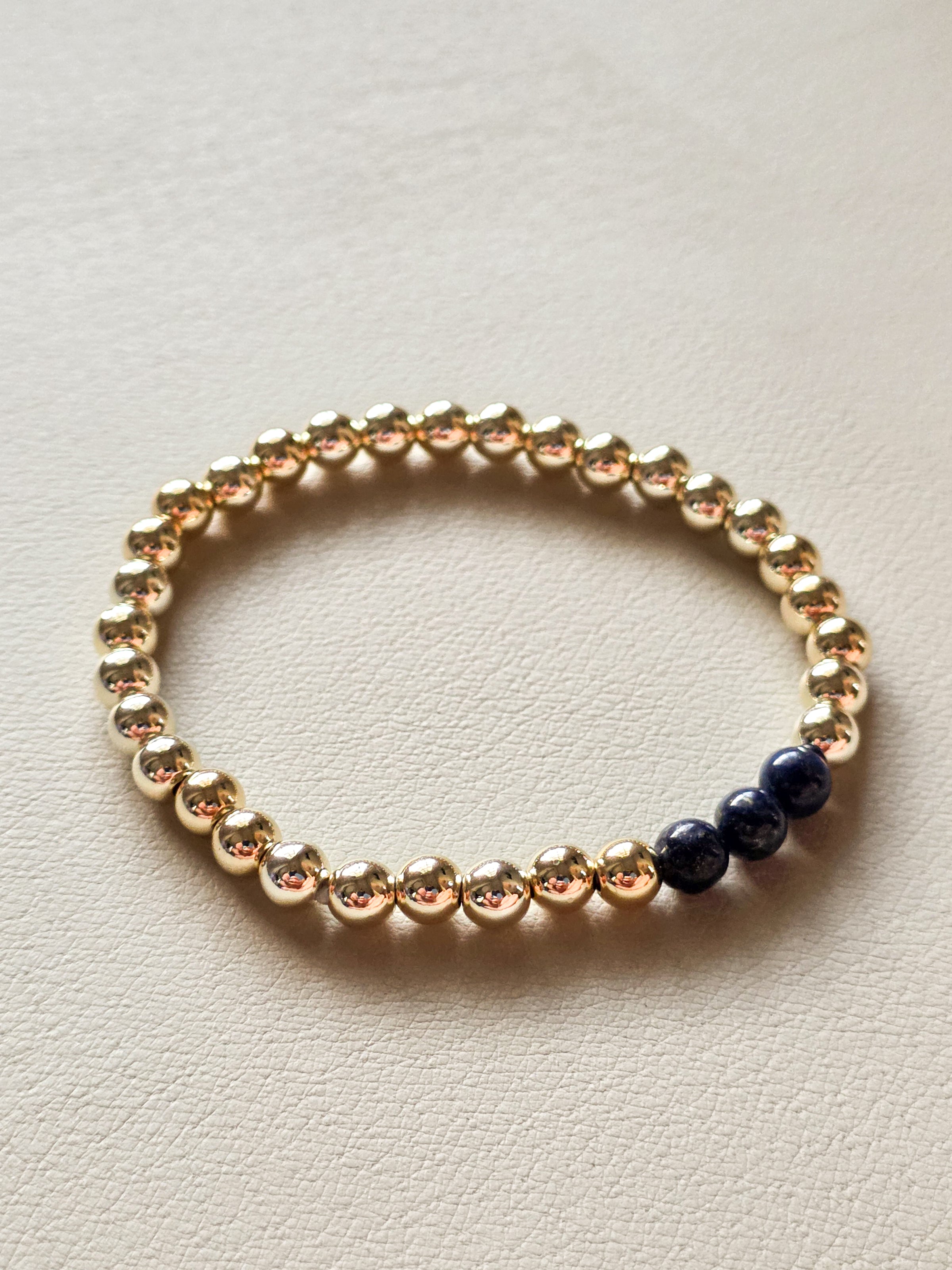 Gold Filled Lapis Lazuli Beaded Bracelet