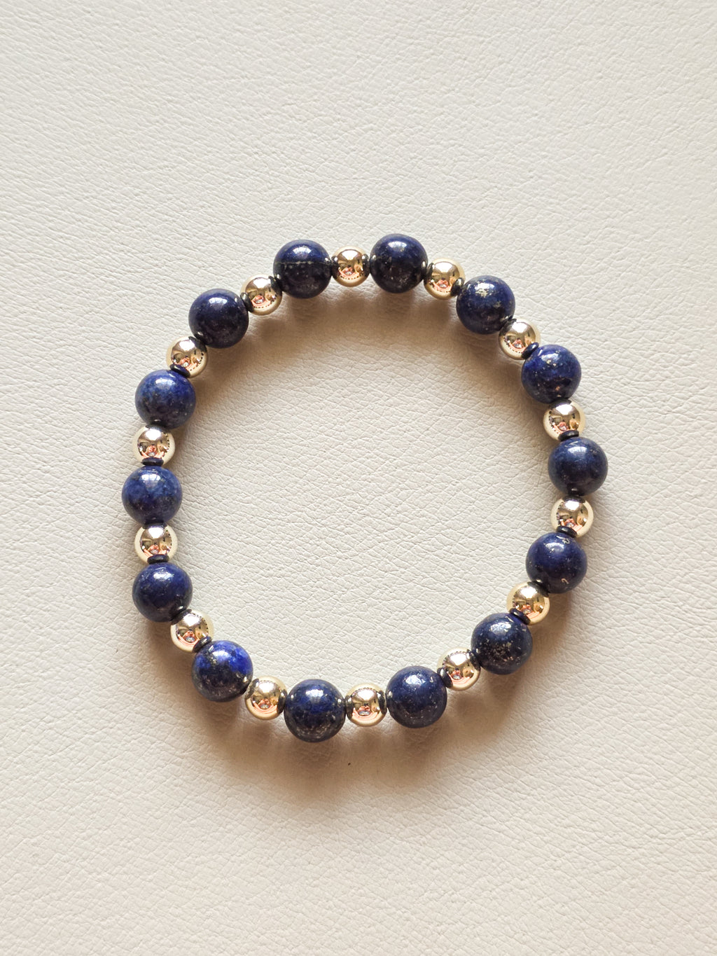 Gold Filled Lapis Lazuli Beaded Bracelet
