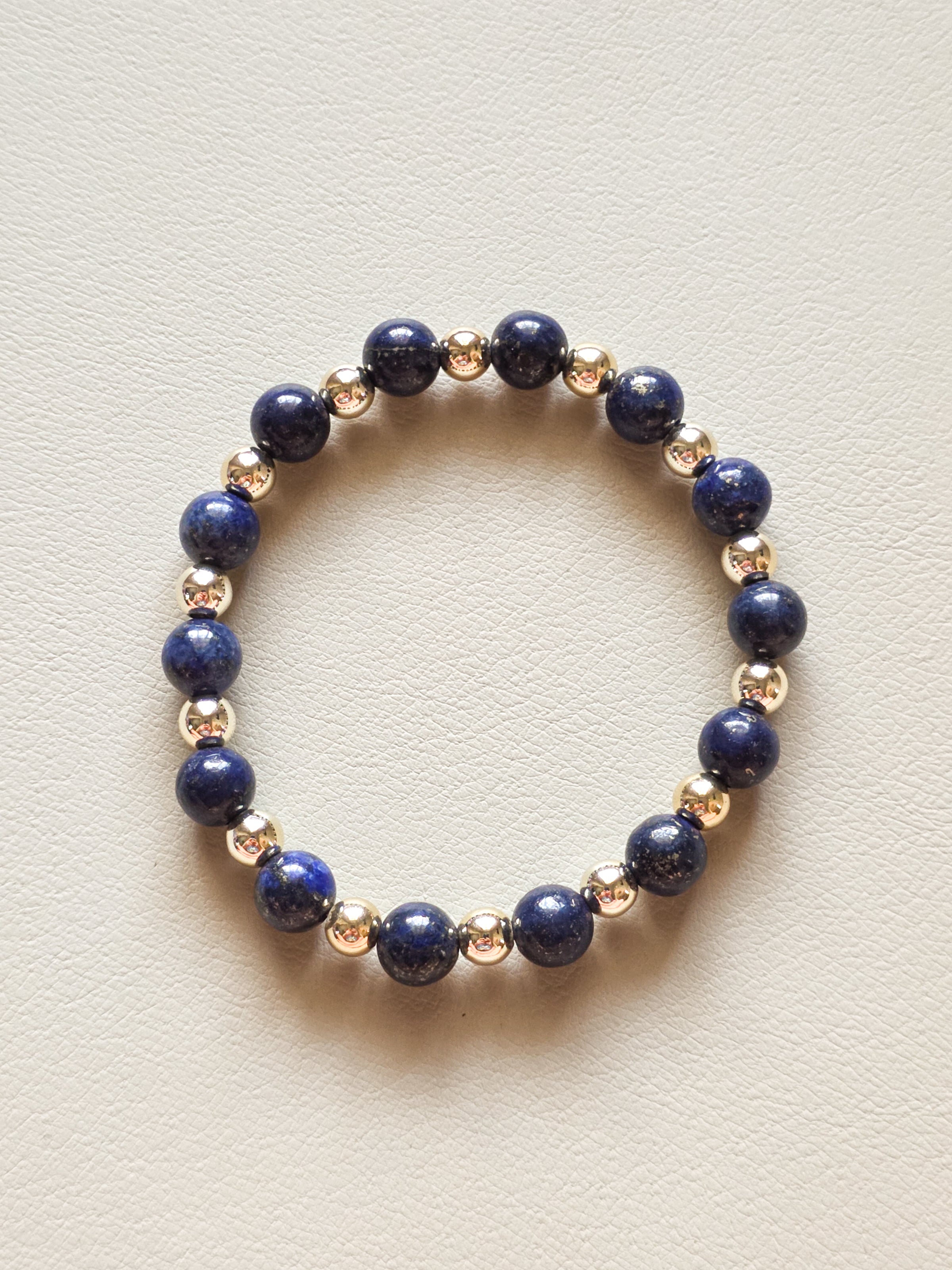 Gold Filled Lapis Lazuli Beaded Bracelet