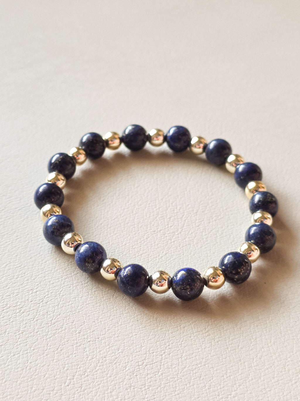 Gold Filled Lapis Lazuli Beaded Bracelet