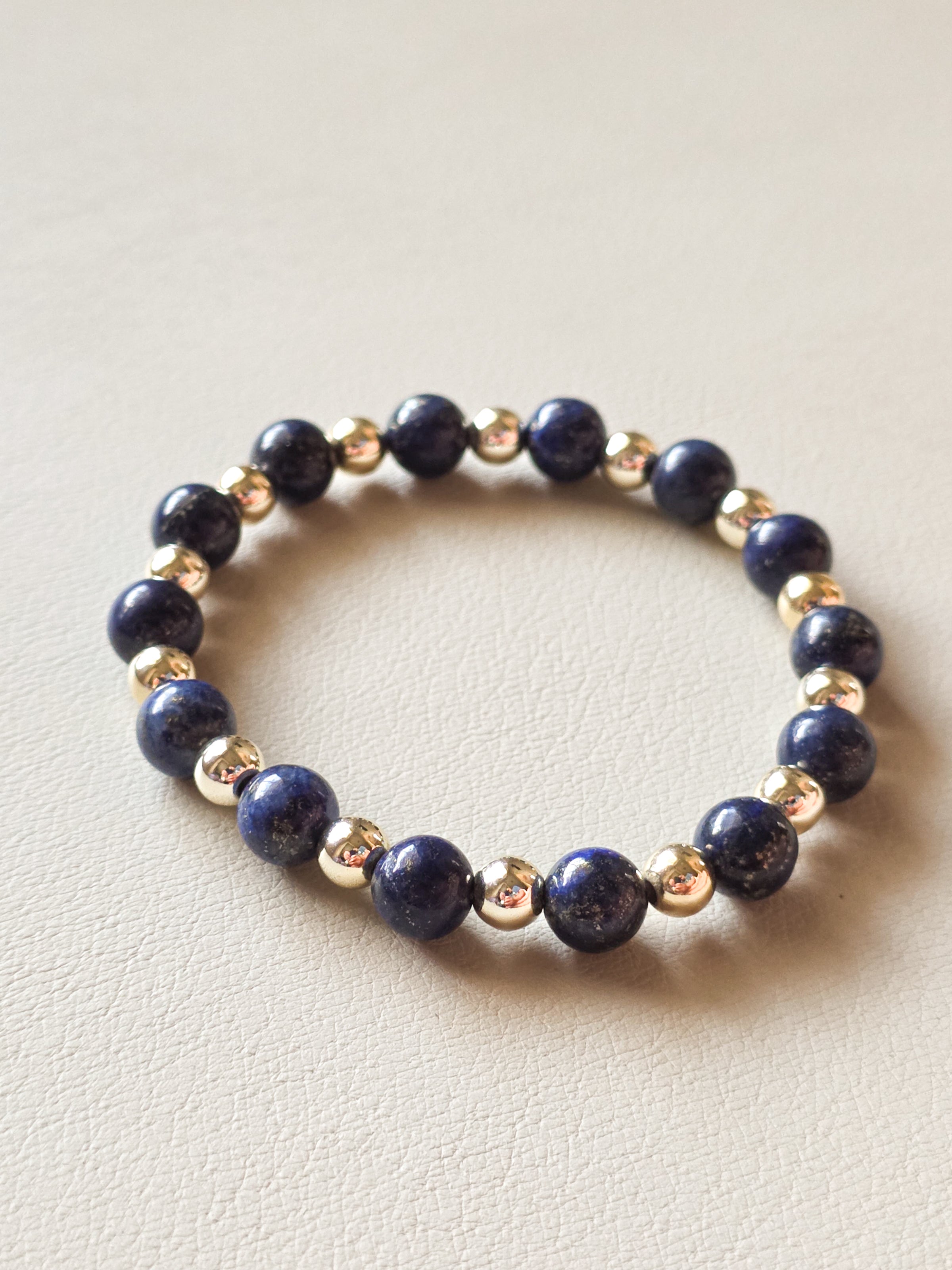 Gold Filled Lapis Lazuli Beaded Bracelet