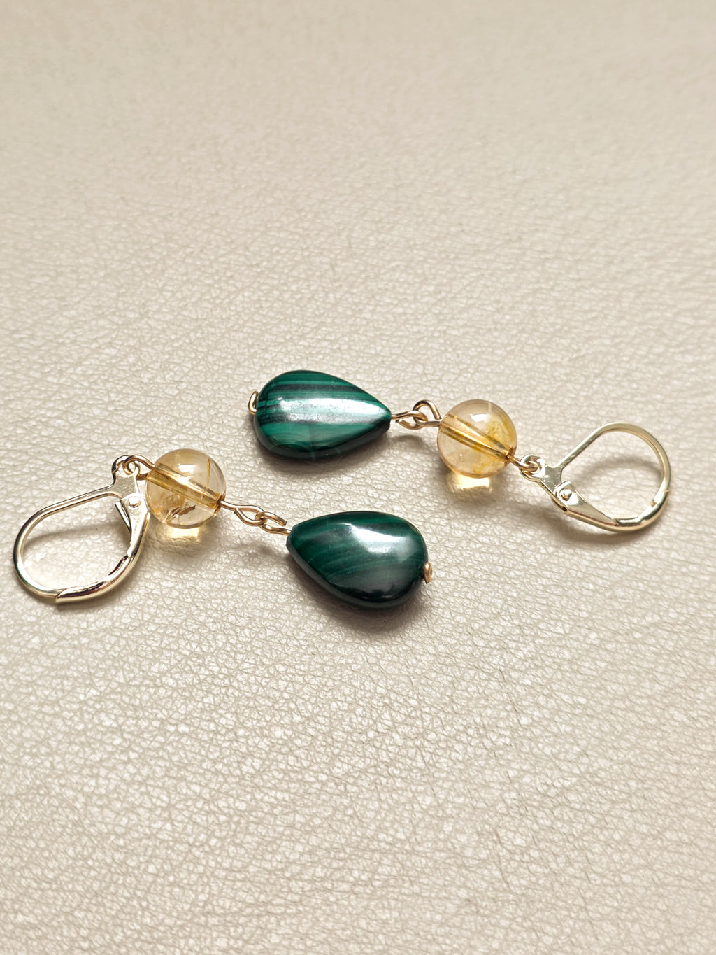 Citrine Malachite Tiered Earrings