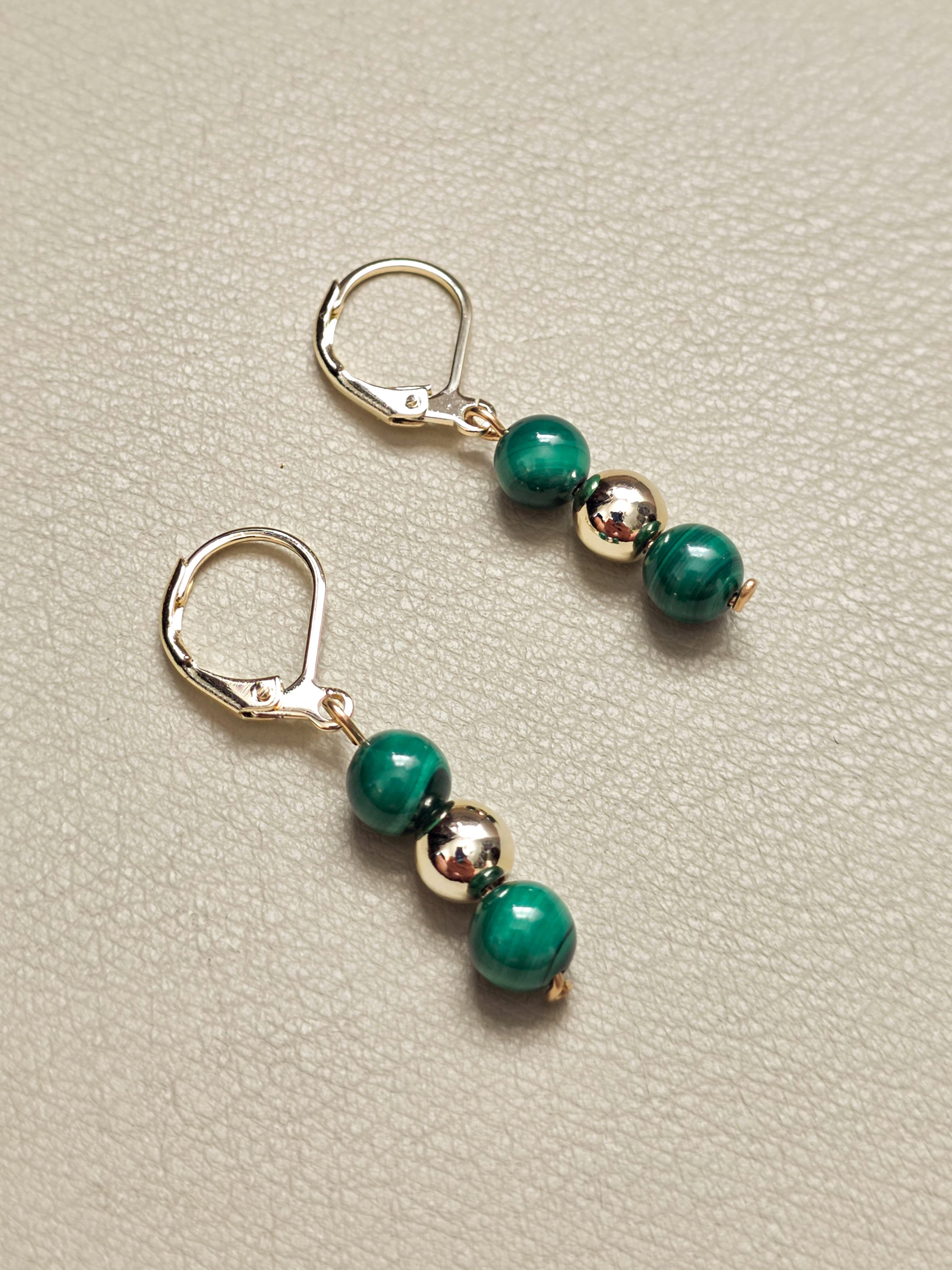 Malachite Gold Filled Earrings
