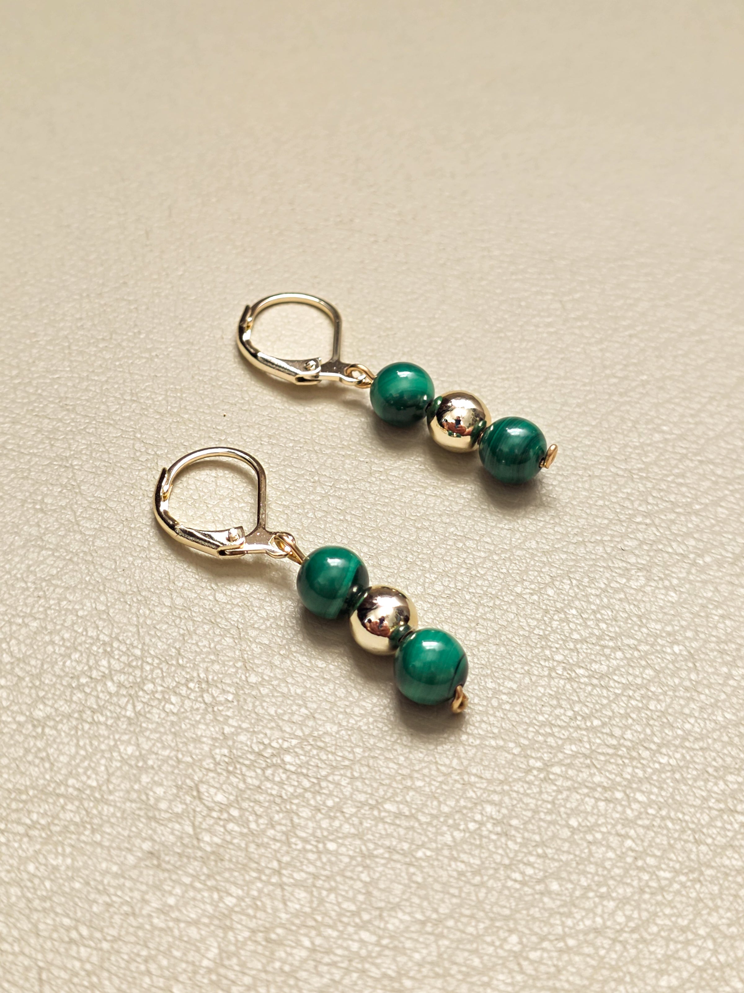 Malachite Gold Filled Earrings