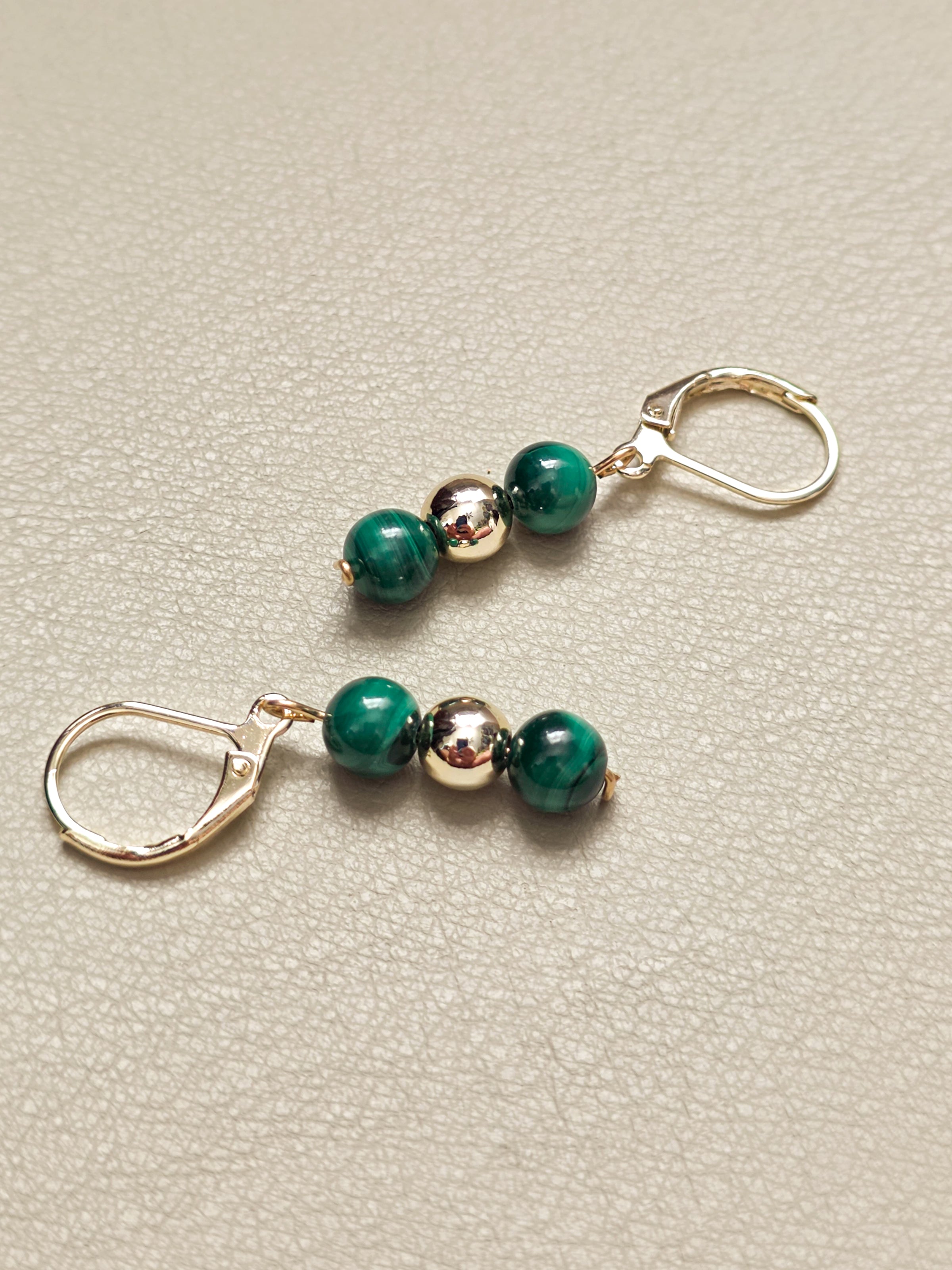 Malachite Gold Filled Earrings