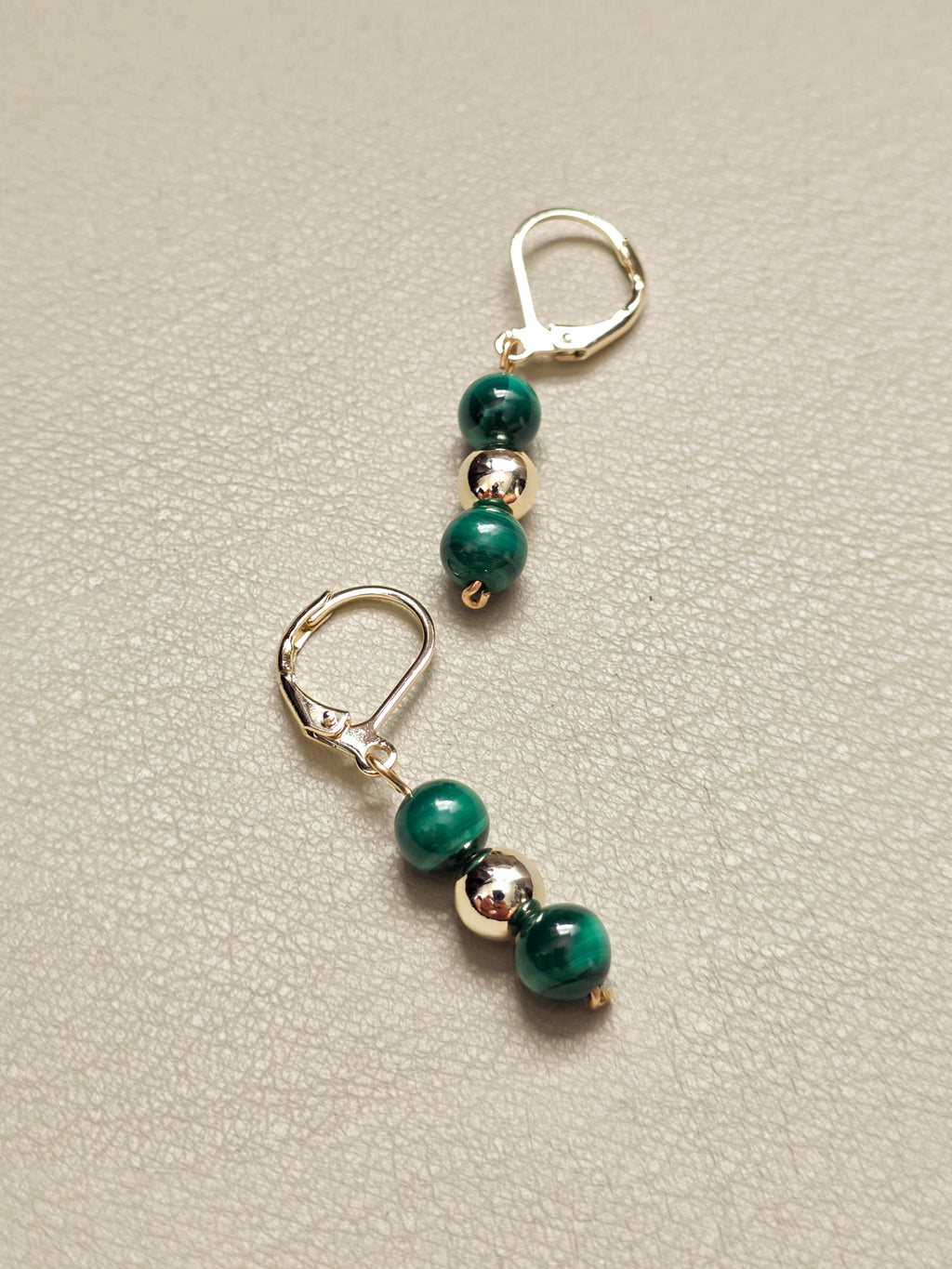Malachite Gold Filled Earrings