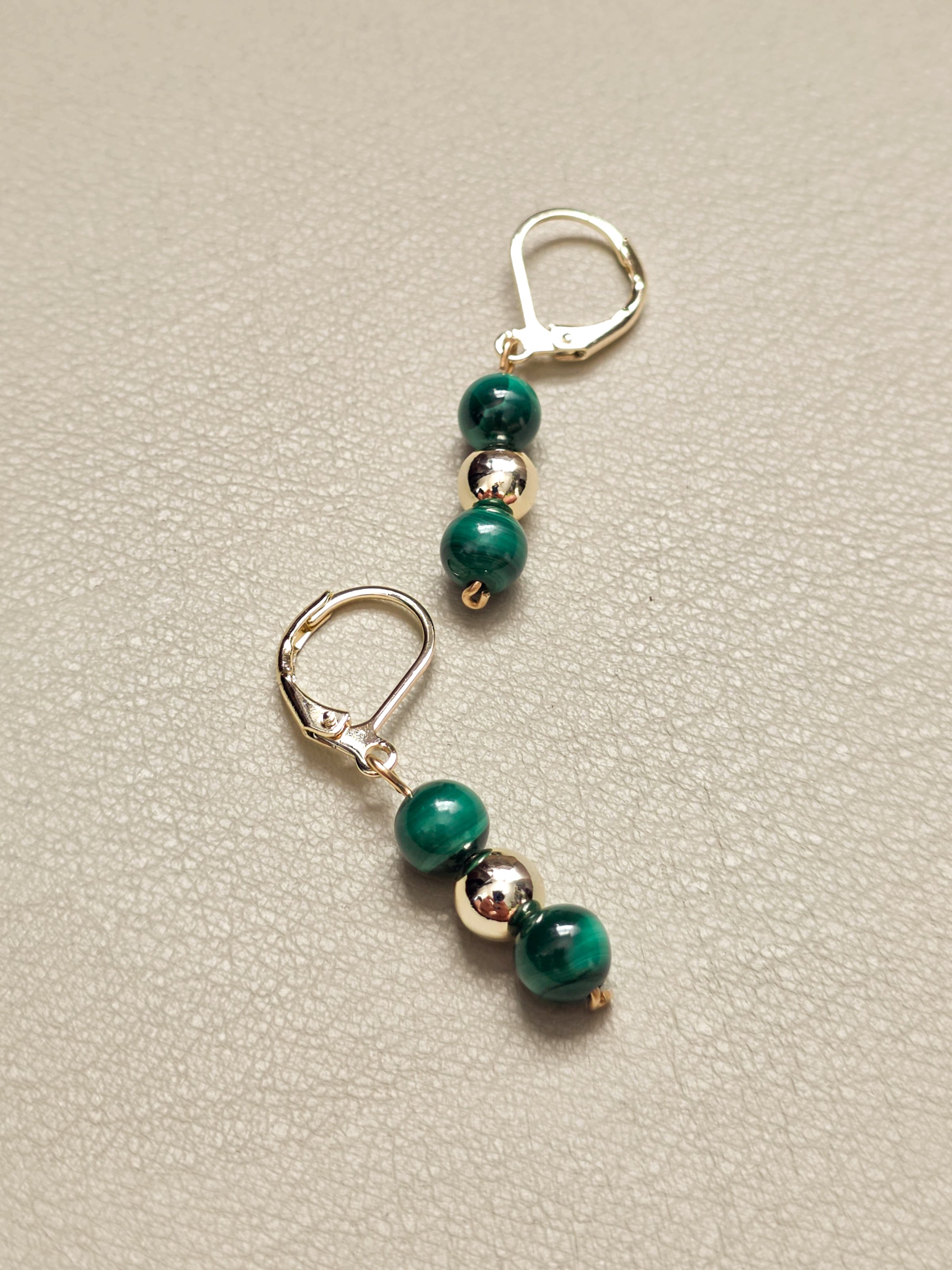 Malachite Gold Filled Earrings