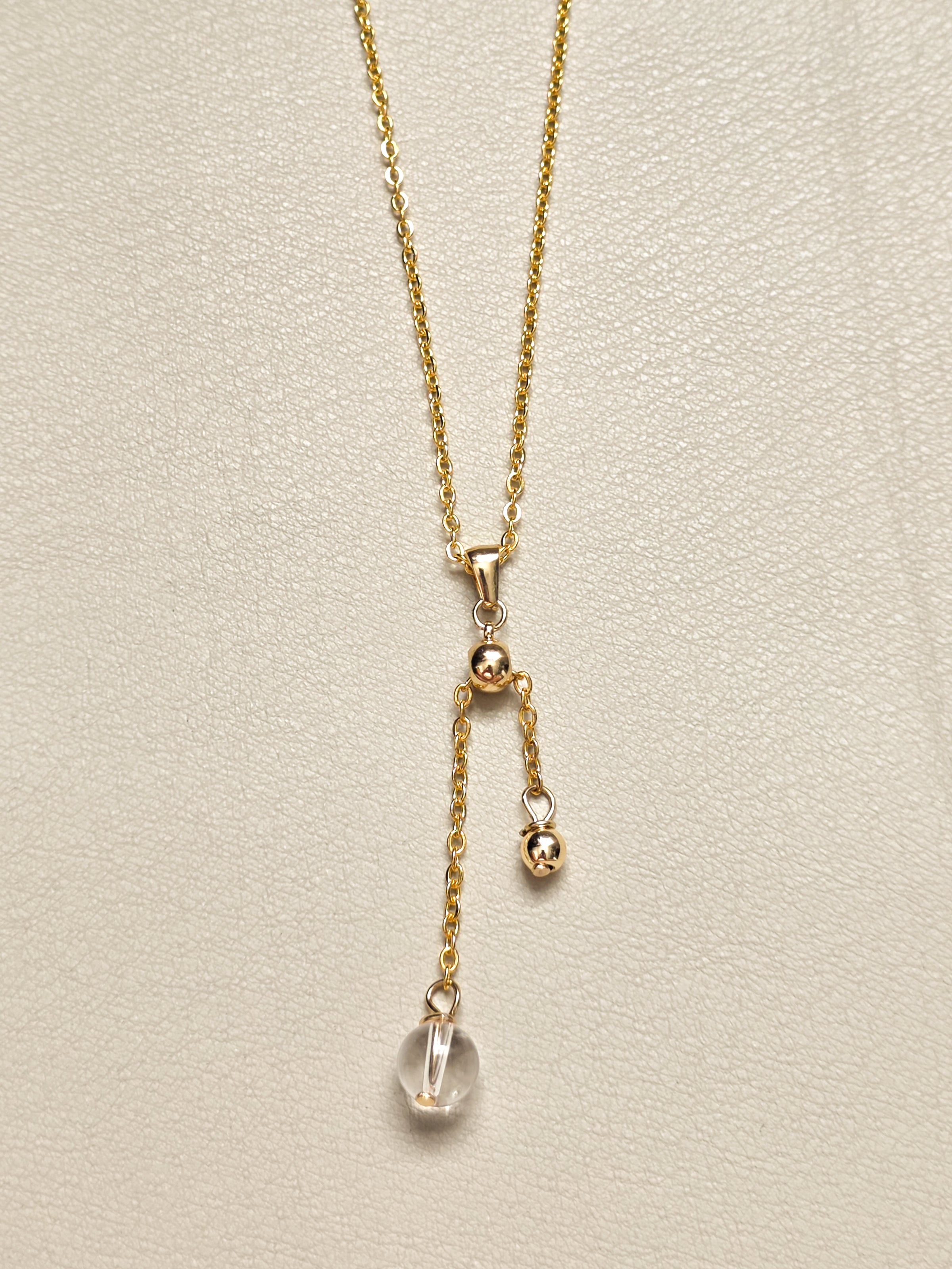 Gold Sliding Quartz Pendant Necklace