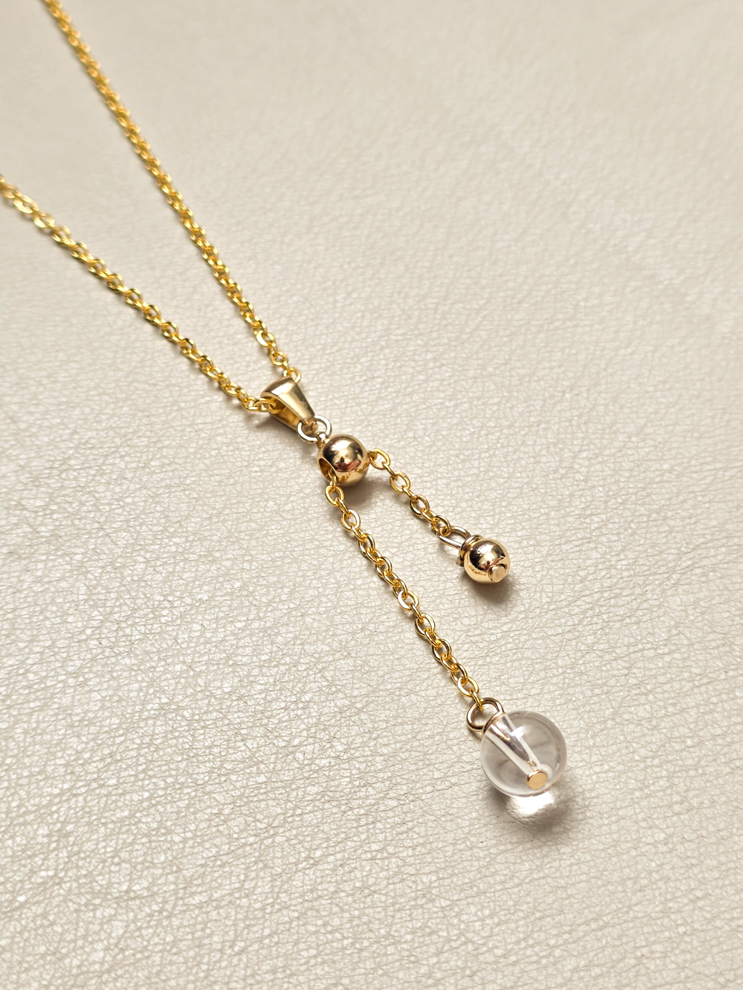 Gold Sliding Quartz Pendant Necklace