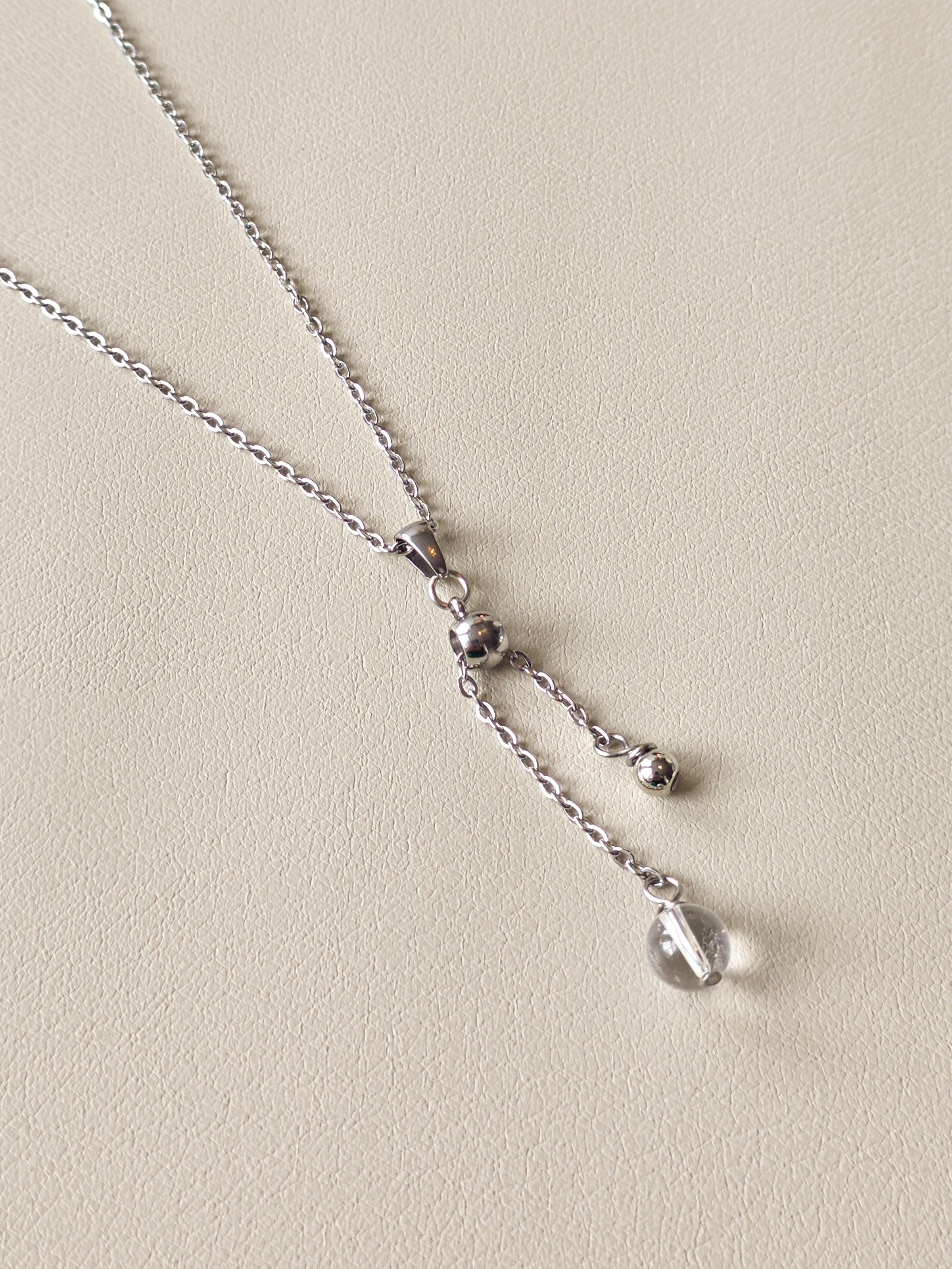 Silver Sliding Quartz Pendant Necklace