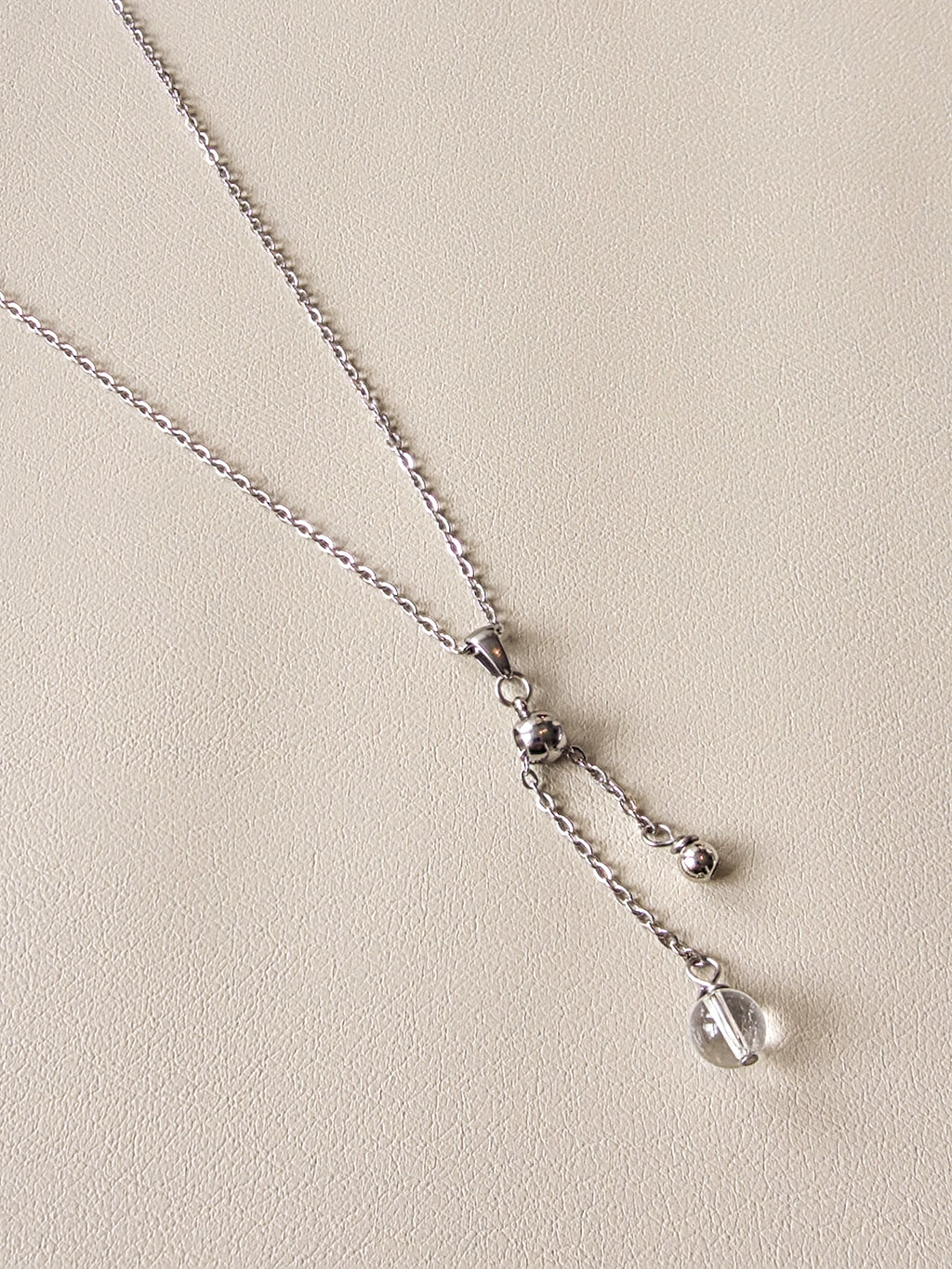 Silver Sliding Quartz Pendant Necklace