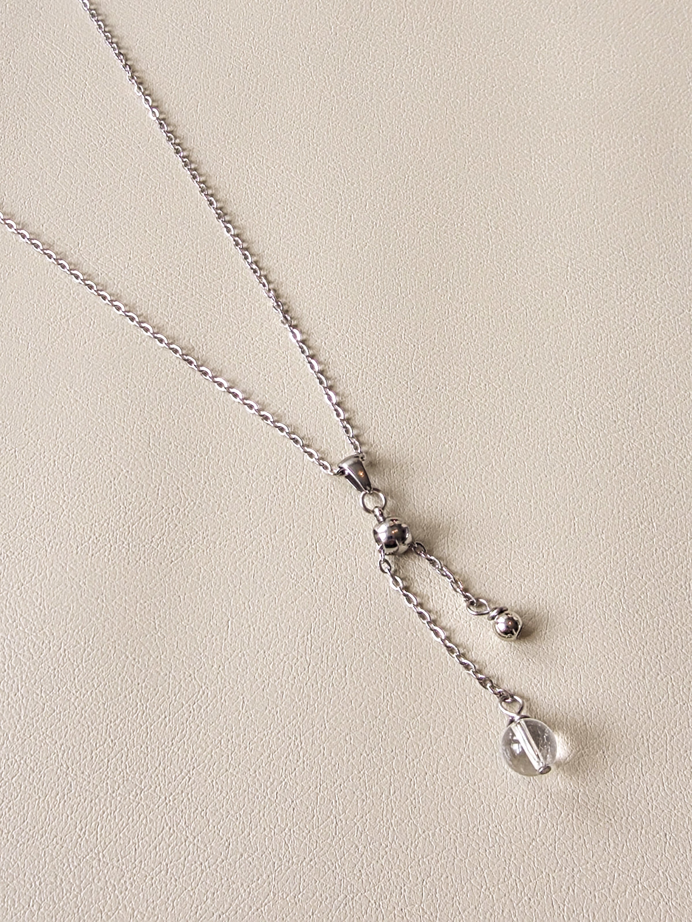 Silver Sliding Quartz Pendant Necklace