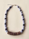 Blue and White Ghana Glass Beaded Necklace