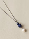 Twin Lapis Silver Pendant Necklace