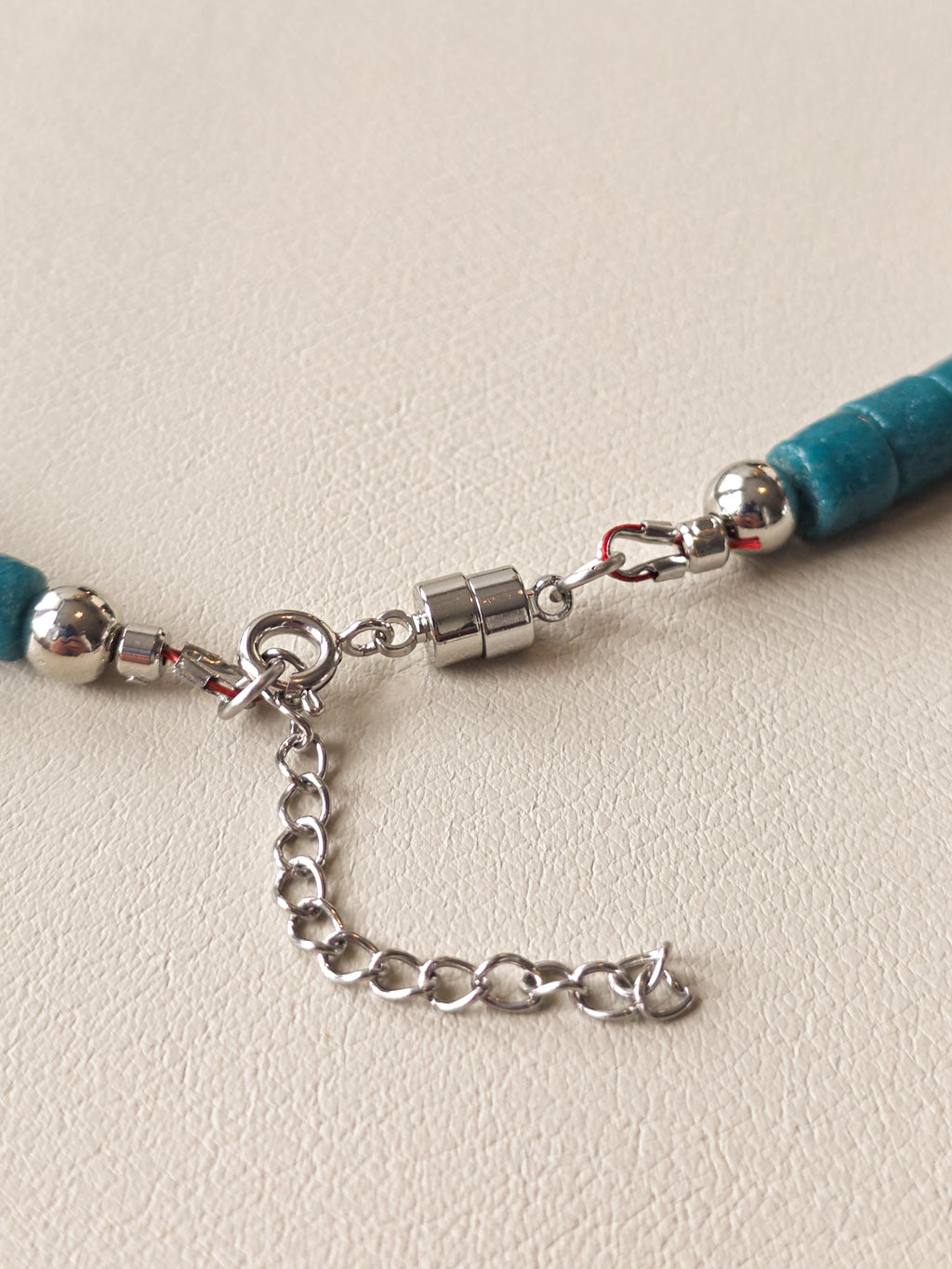 Teal Ghana Glass and Silver Necklace