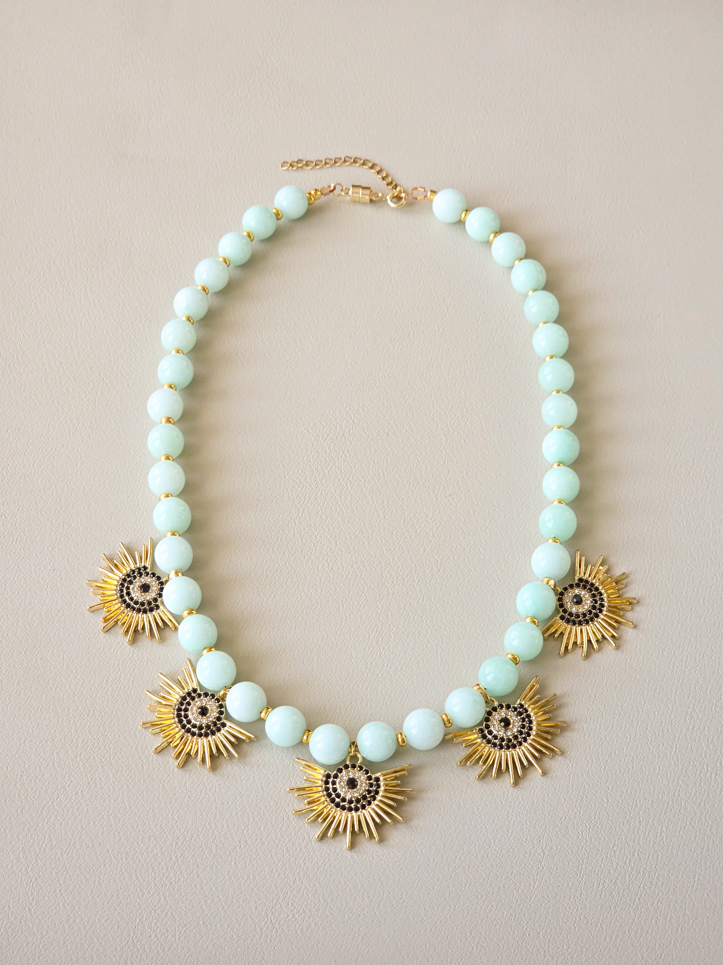 Amazonite Stone & Radiant Eye Charm Necklace