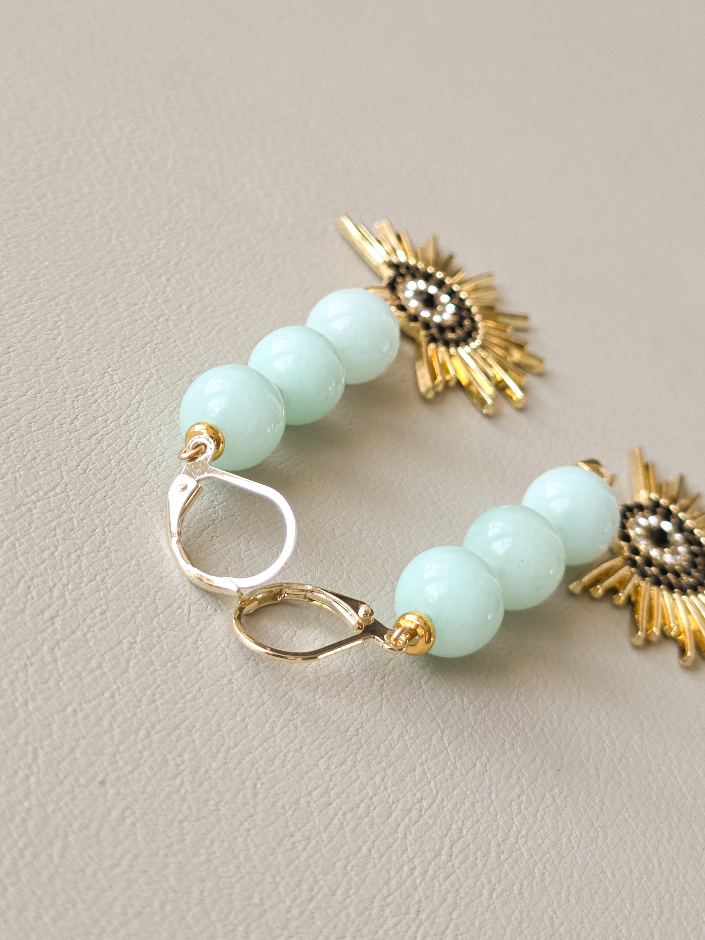 Amazonite Stone & Radiant Eye Statement Earrings