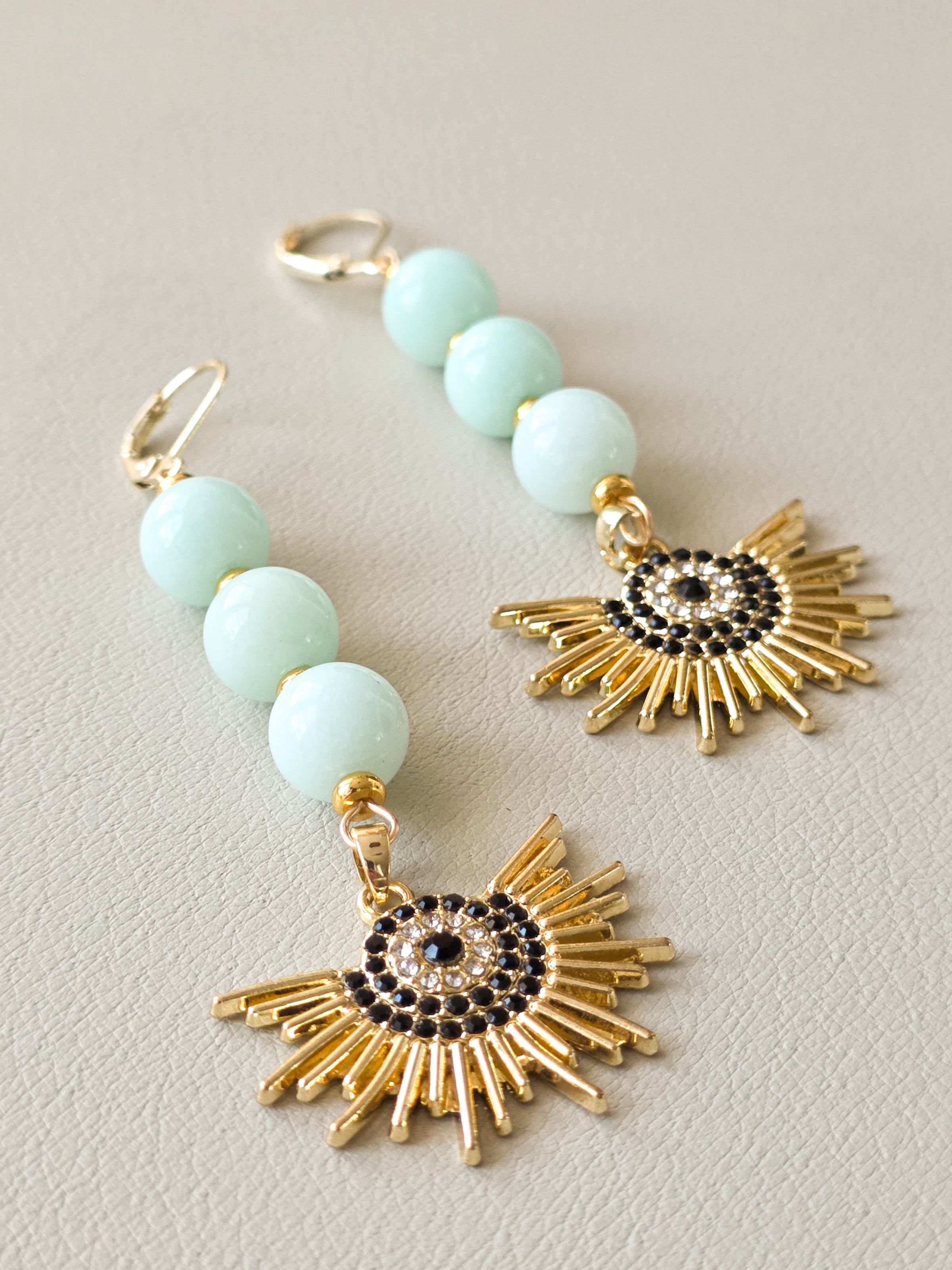 Amazonite Stone & Radiant Eye Statement Earrings