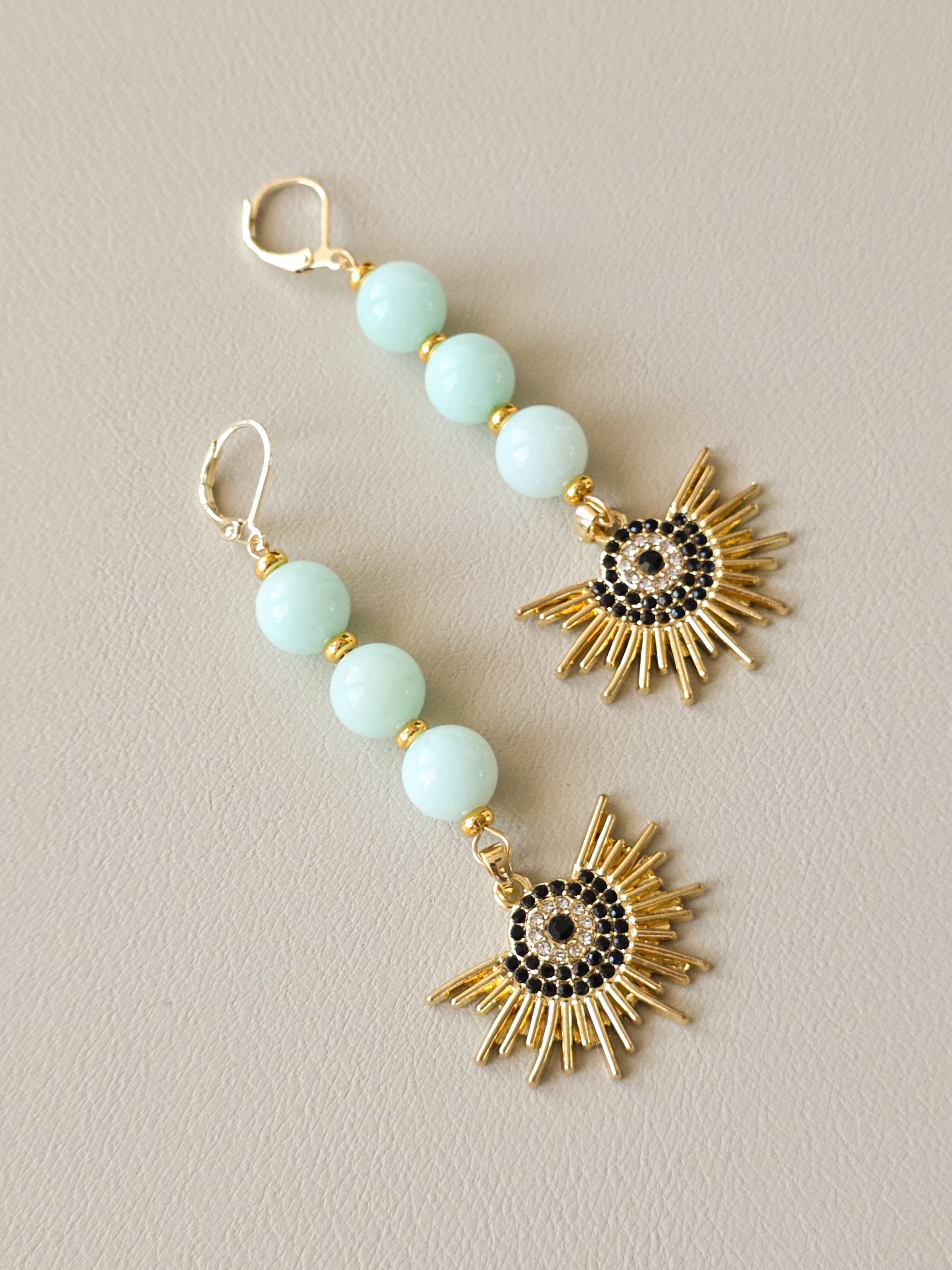 Amazonite Stone & Radiant Eye Statement Earrings