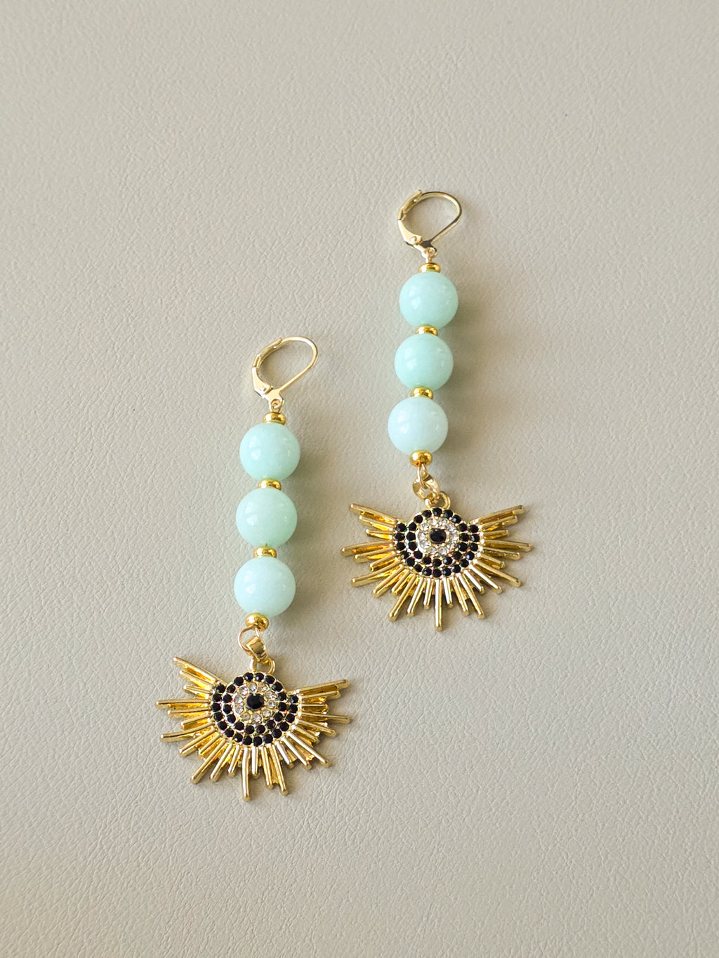 Amazonite Stone & Radiant Eye Statement Earrings