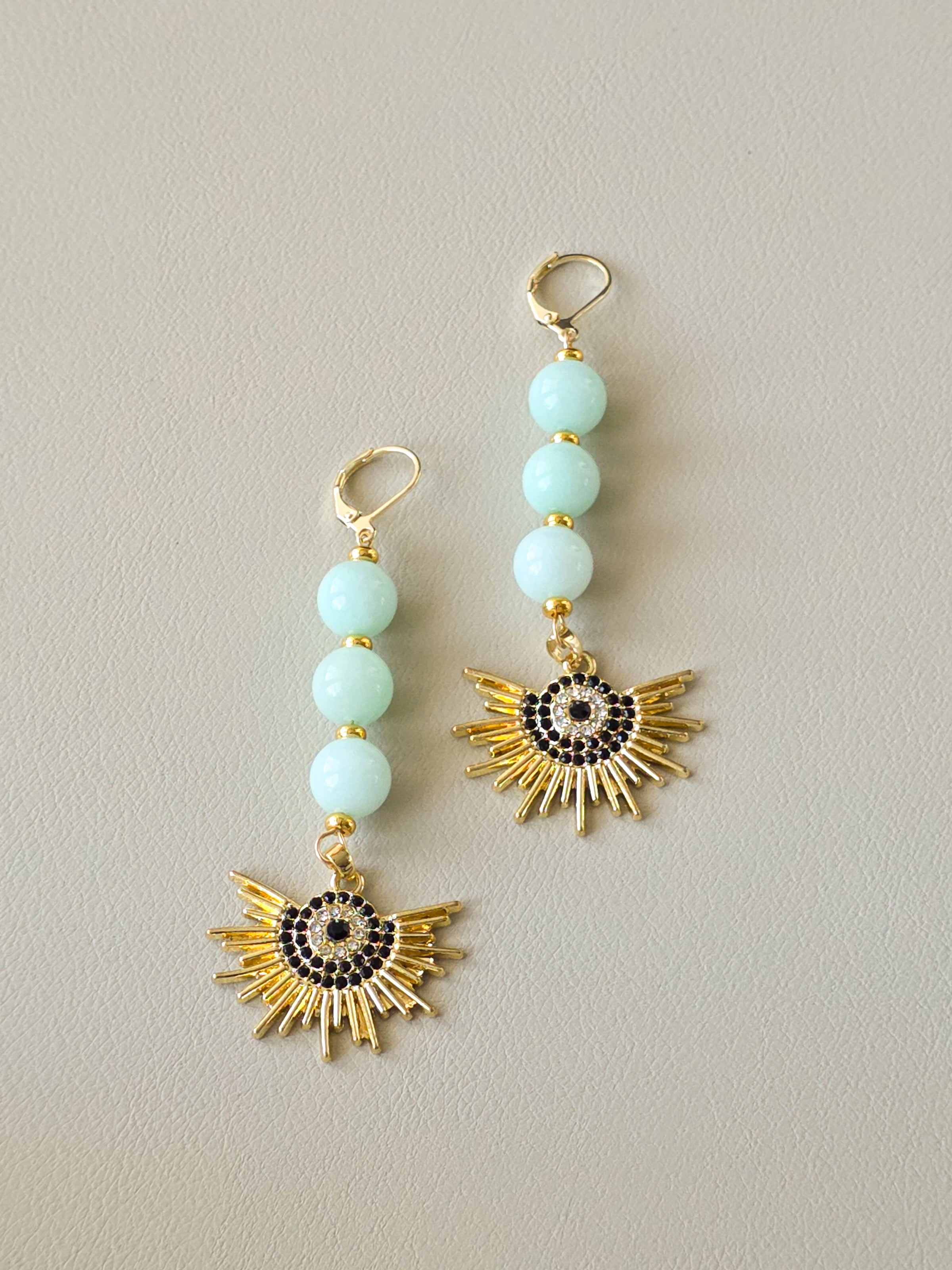 Amazonite Stone & Radiant Eye Statement Earrings