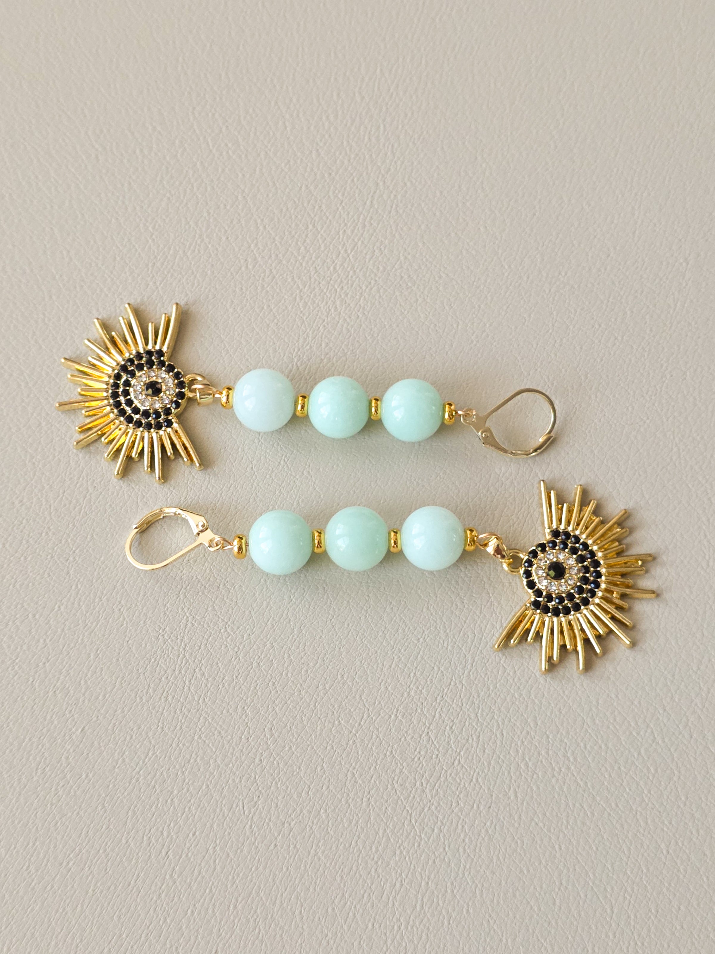 Amazonite Stone & Radiant Eye Statement Earrings